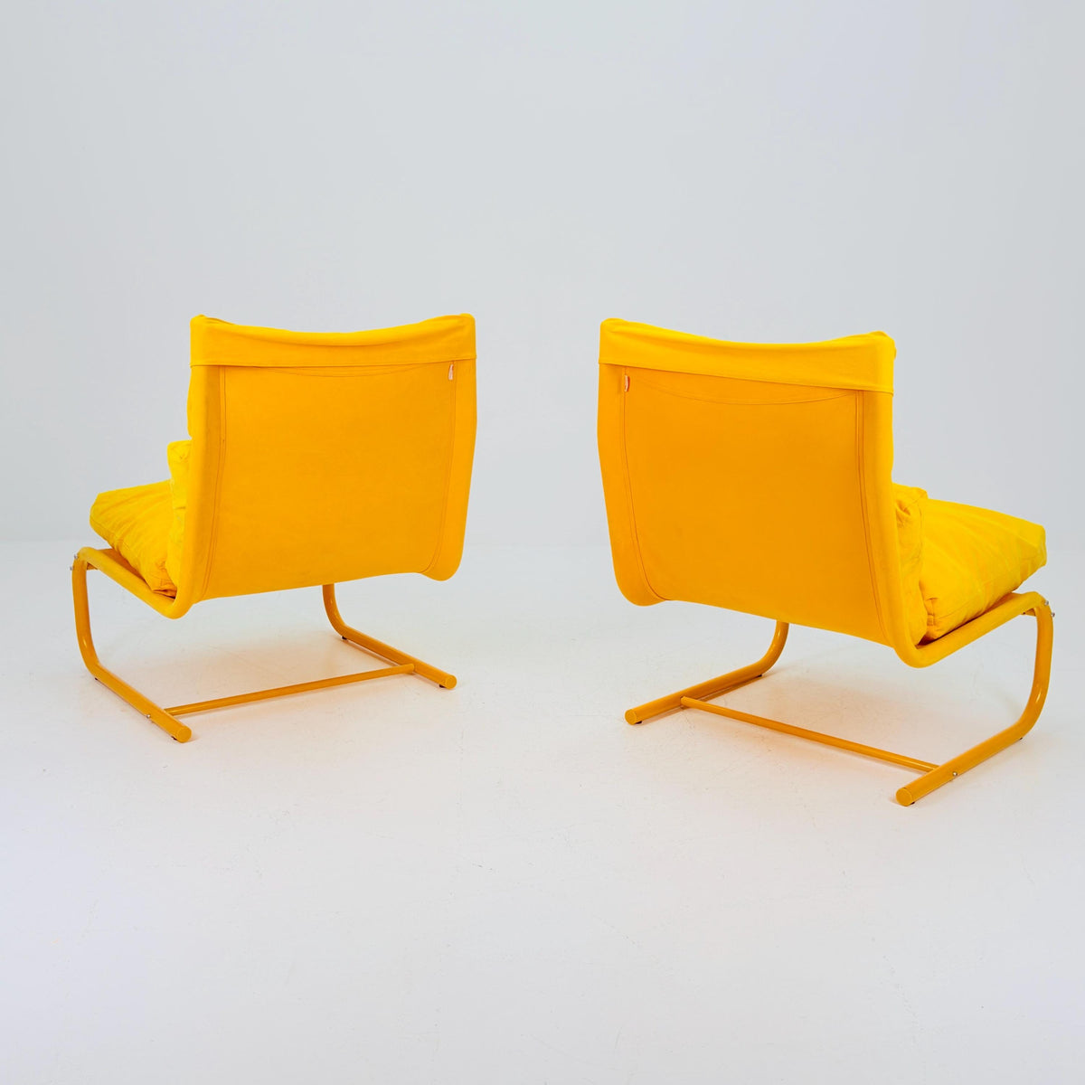 1 of 2 Space age yellow Stuns lounge chairs by Jan Dranger & Johan Huldt for Innovator Sweden 1970s