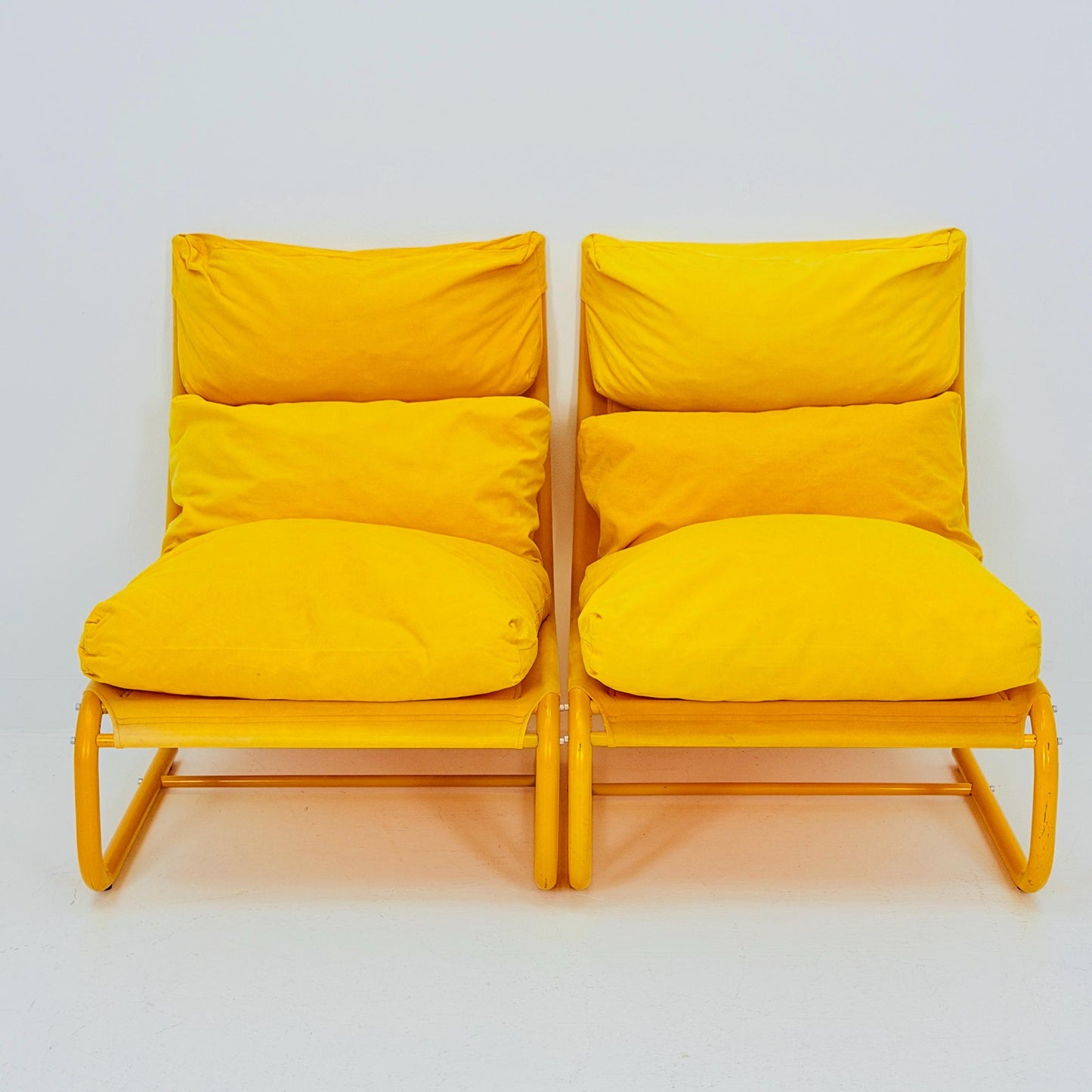 1 of 2 Space age yellow Stuns lounge chairs by Jan Dranger & Johan Huldt for Innovator Sweden 1970s