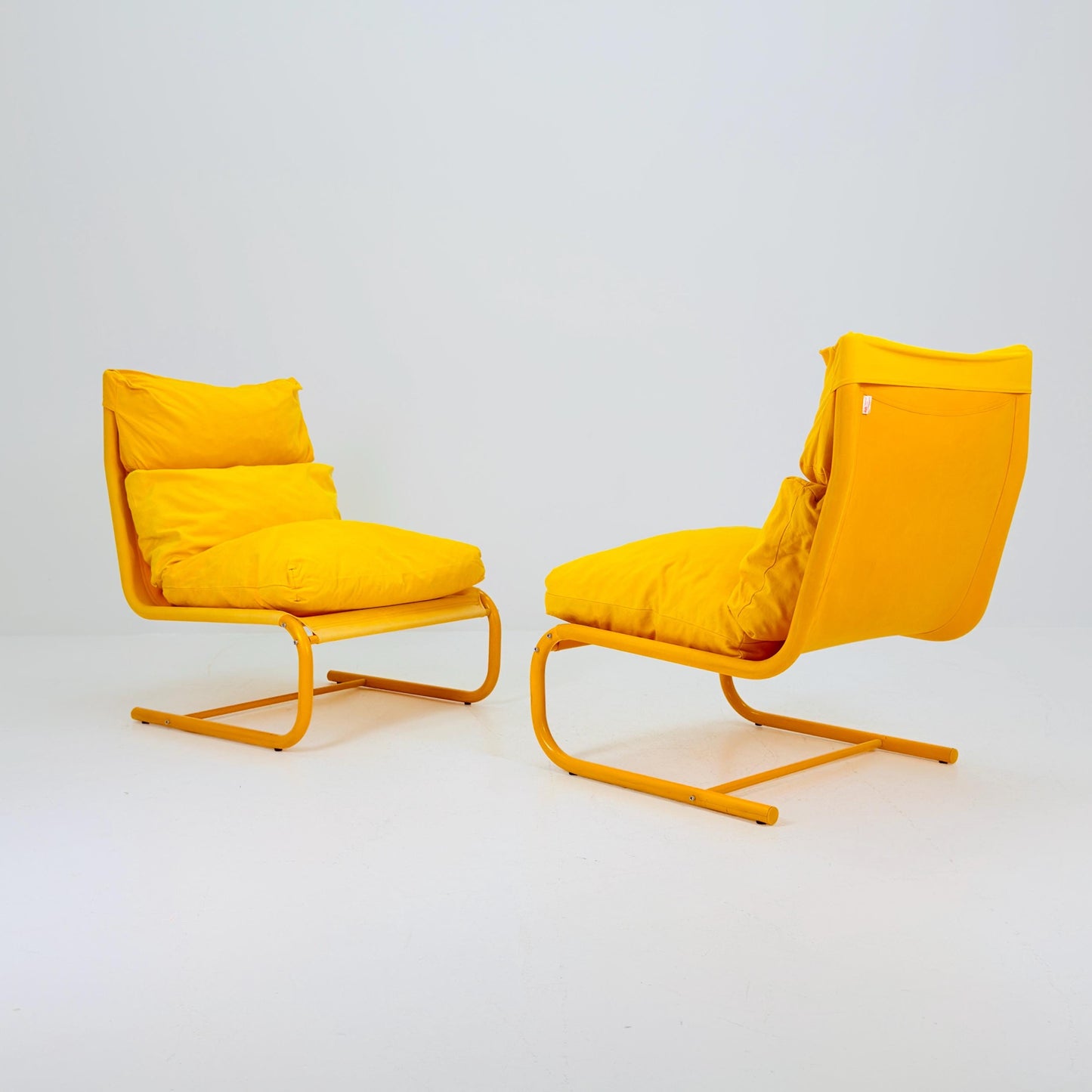 1 of 2 Space age yellow Stuns lounge chairs by Jan Dranger & Johan Huldt for Innovator Sweden 1970s