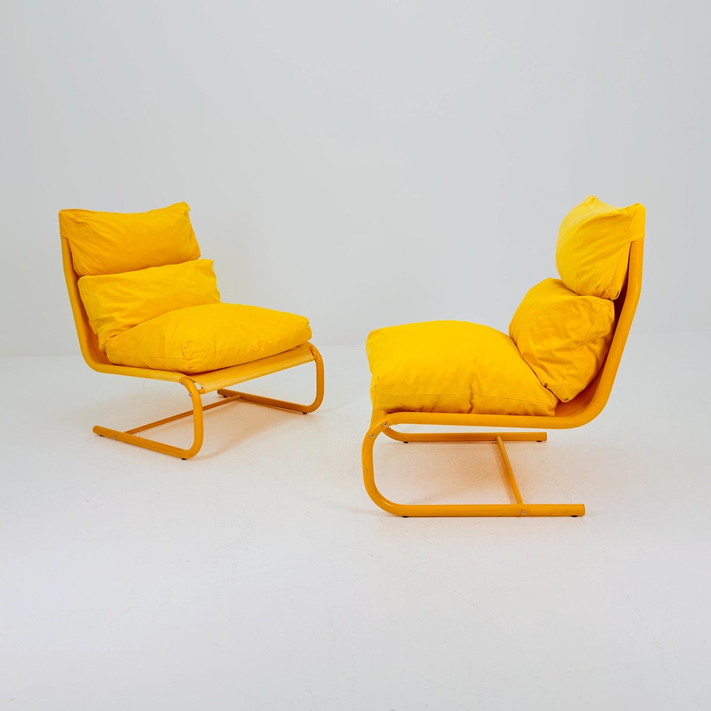 1 of 2 Space age yellow Stuns lounge chairs by Jan Dranger & Johan Huldt for Innovator Sweden 1970s