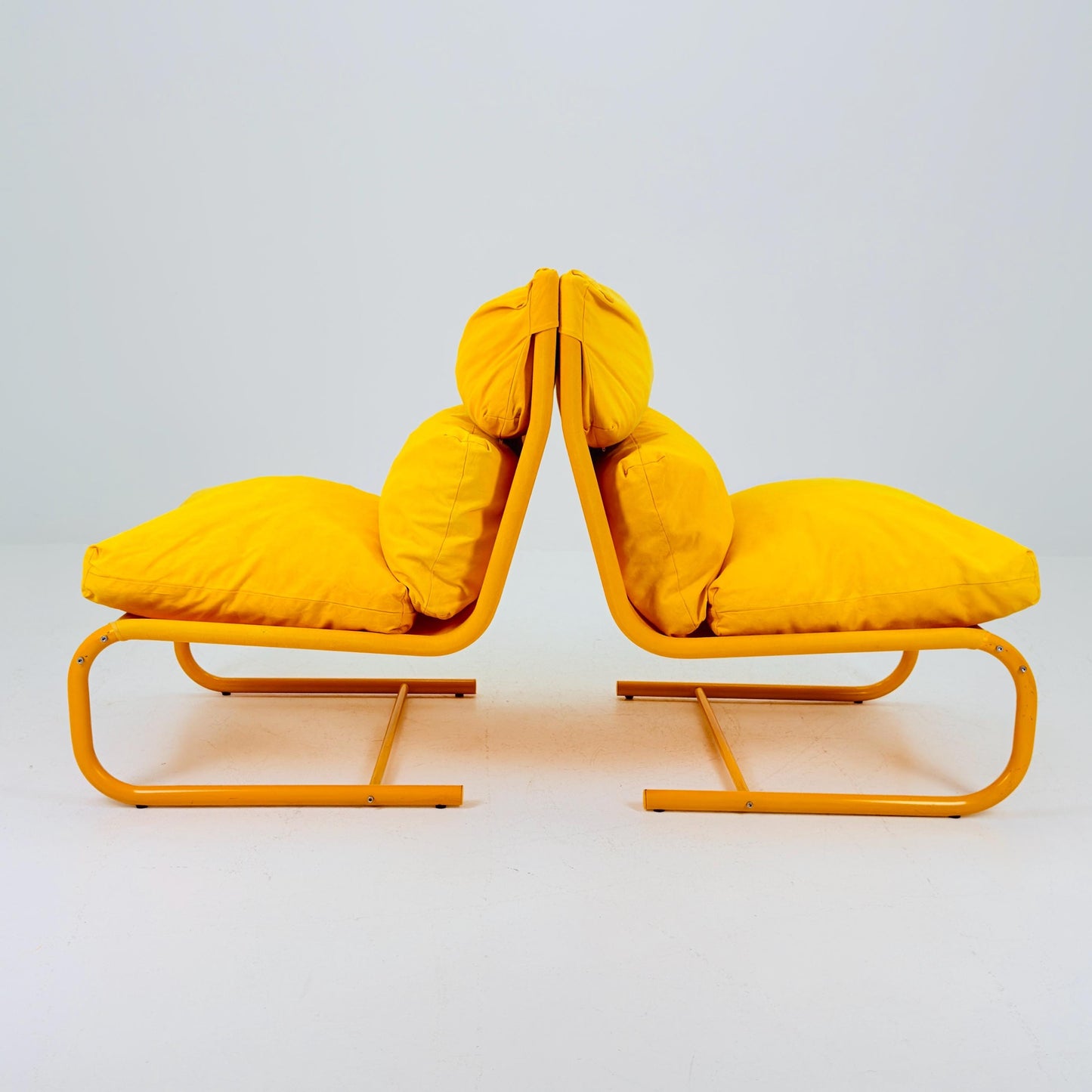 1 of 2 Space age yellow Stuns lounge chairs by Jan Dranger & Johan Huldt for Innovator Sweden 1970s