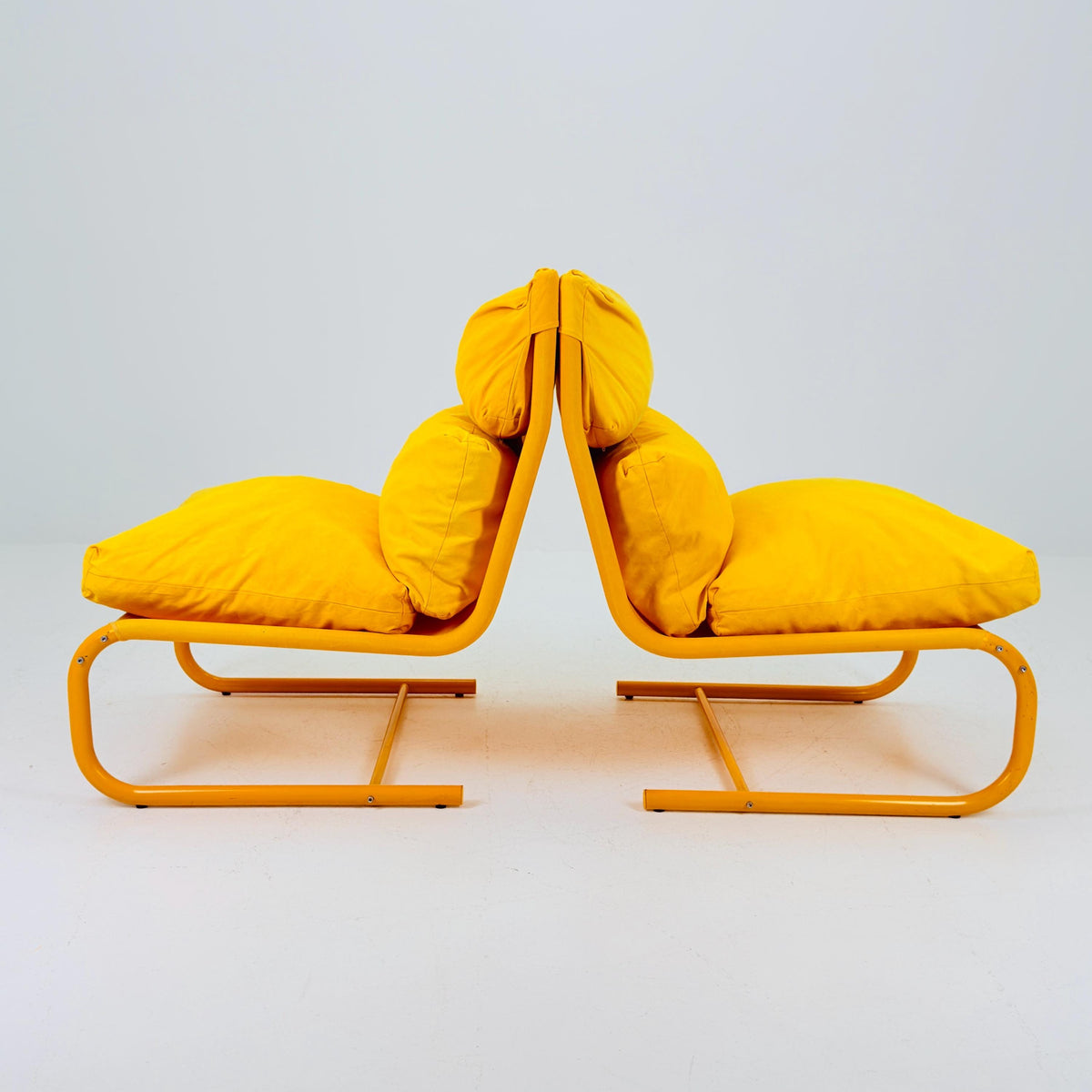 1 of 2 Space age yellow Stuns lounge chairs by Jan Dranger & Johan Huldt for Innovator Sweden 1970s