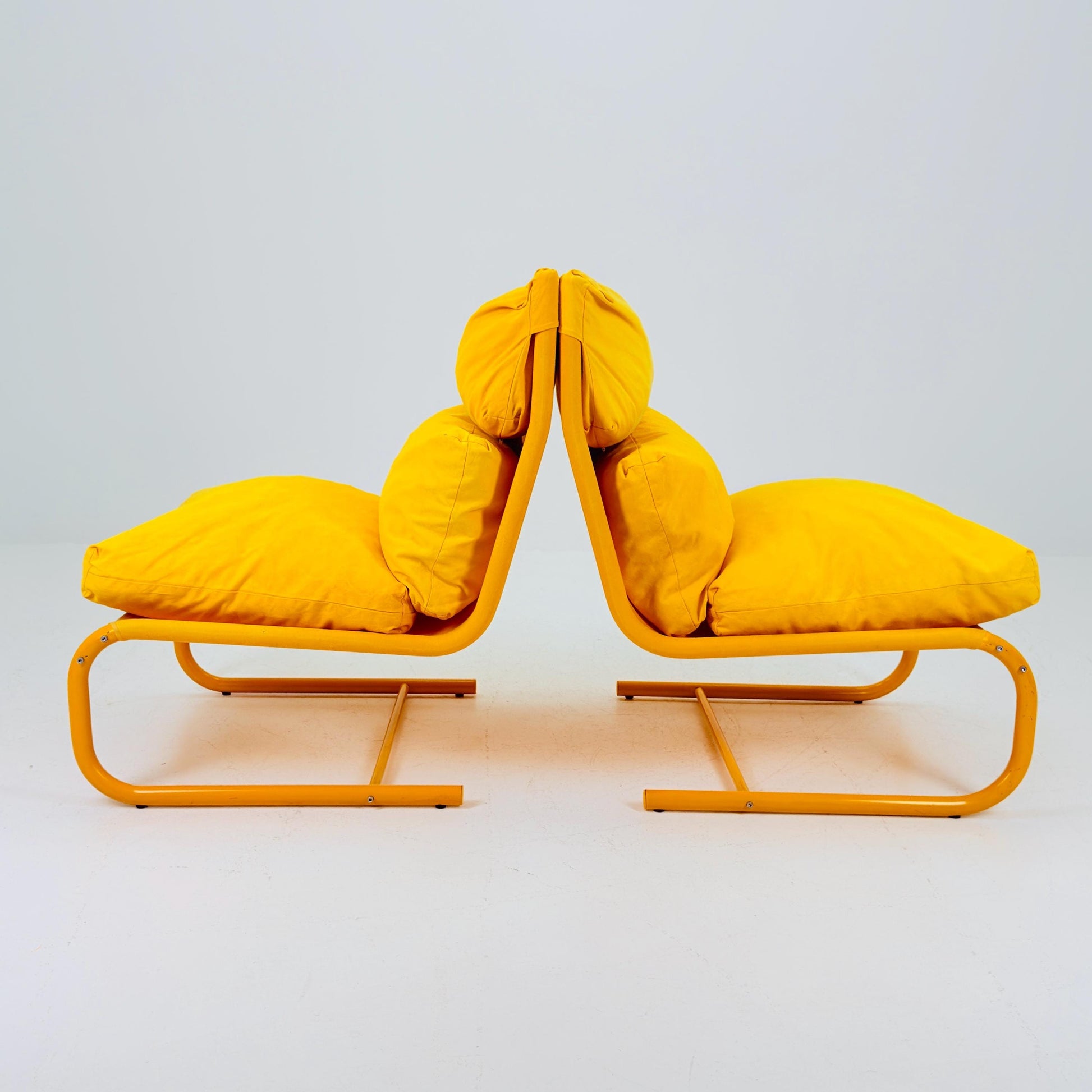 1 of 2 Space age yellow Stuns lounge chairs by Jan Dranger & Johan Huldt for Innovator Sweden 1970s