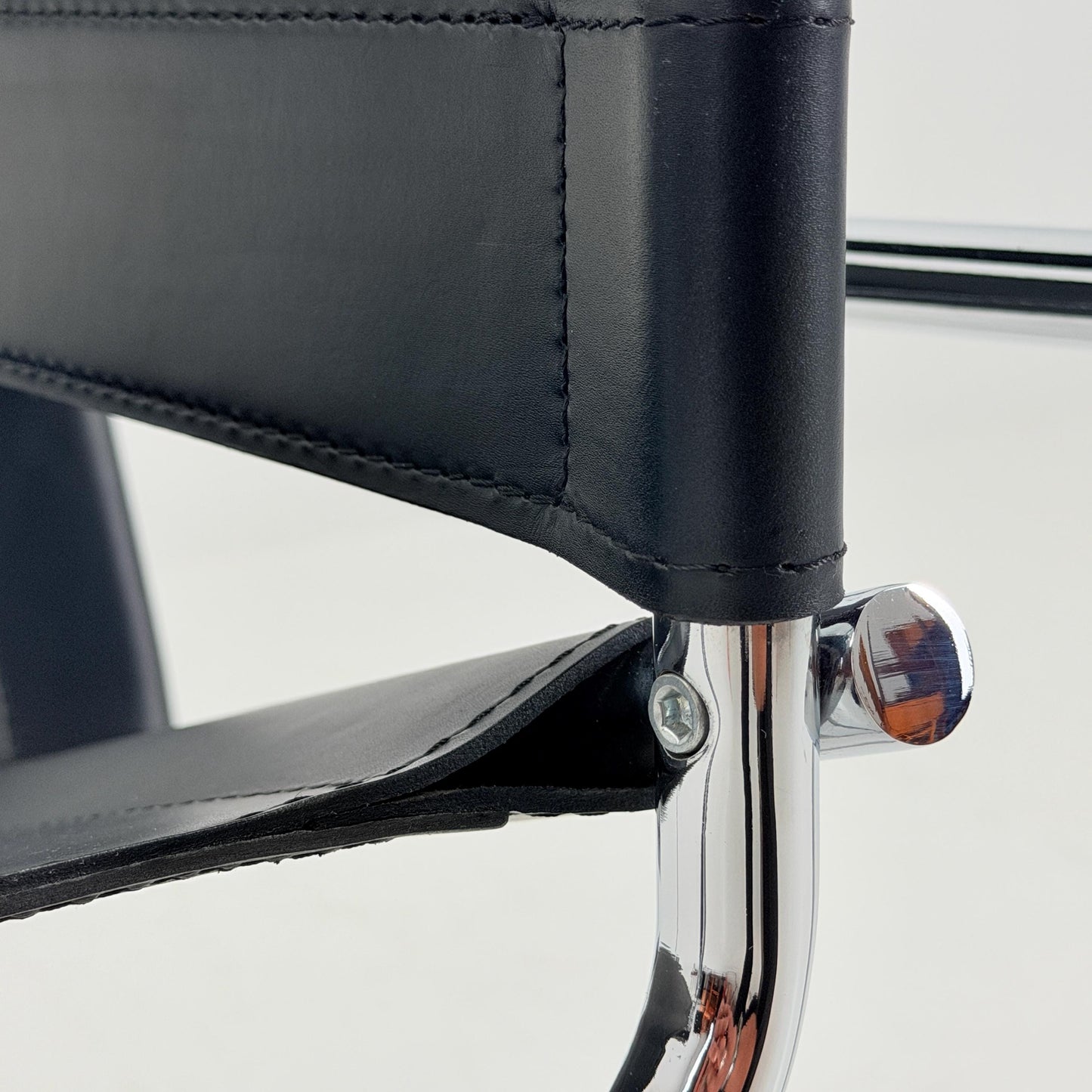 Mid century black B3 WASSILY Bauhaus Lounge armchair by Marcel Brauer 1980s Italy
