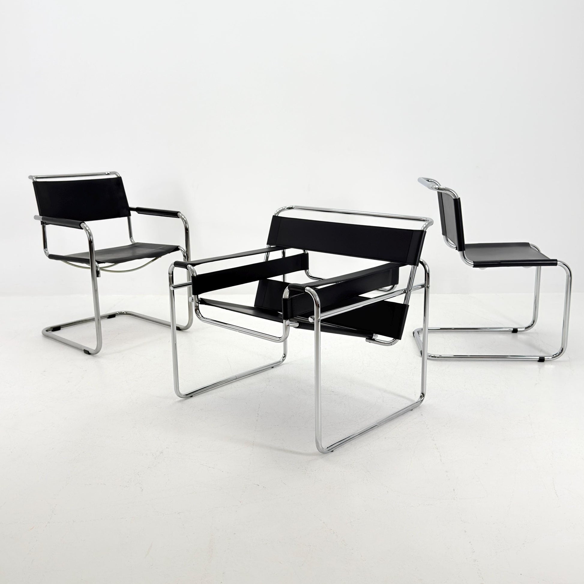 Mid century black B3 WASSILY Bauhaus Lounge armchair by Marcel Brauer 1980s Italy