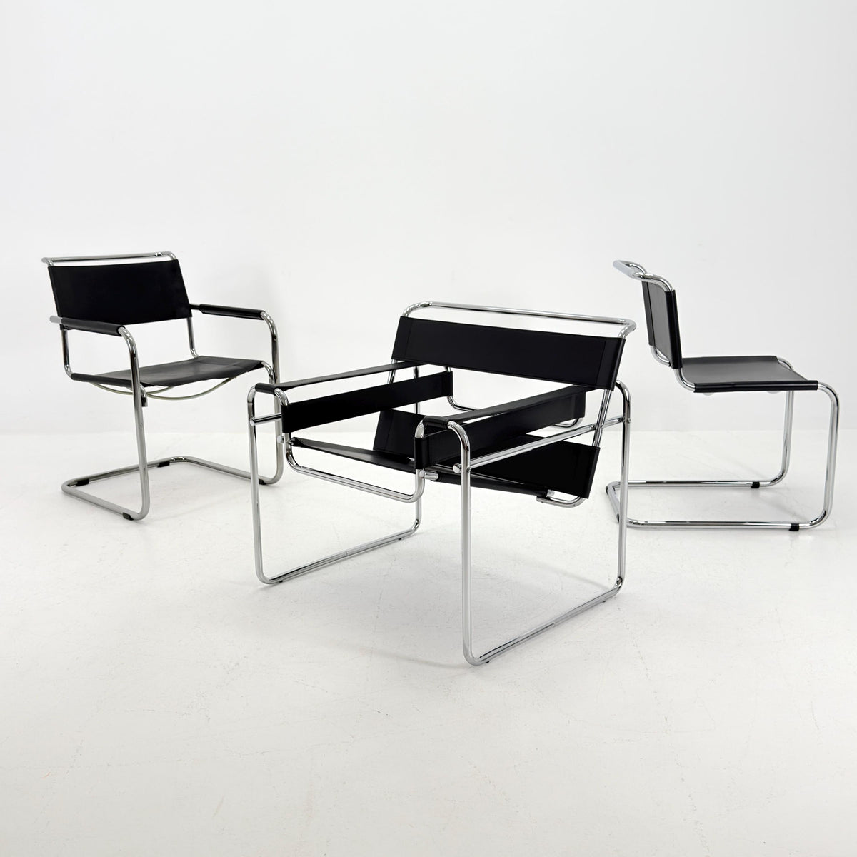 Mid century black B3 WASSILY Bauhaus Lounge armchair by Marcel Brauer 1980s Italy