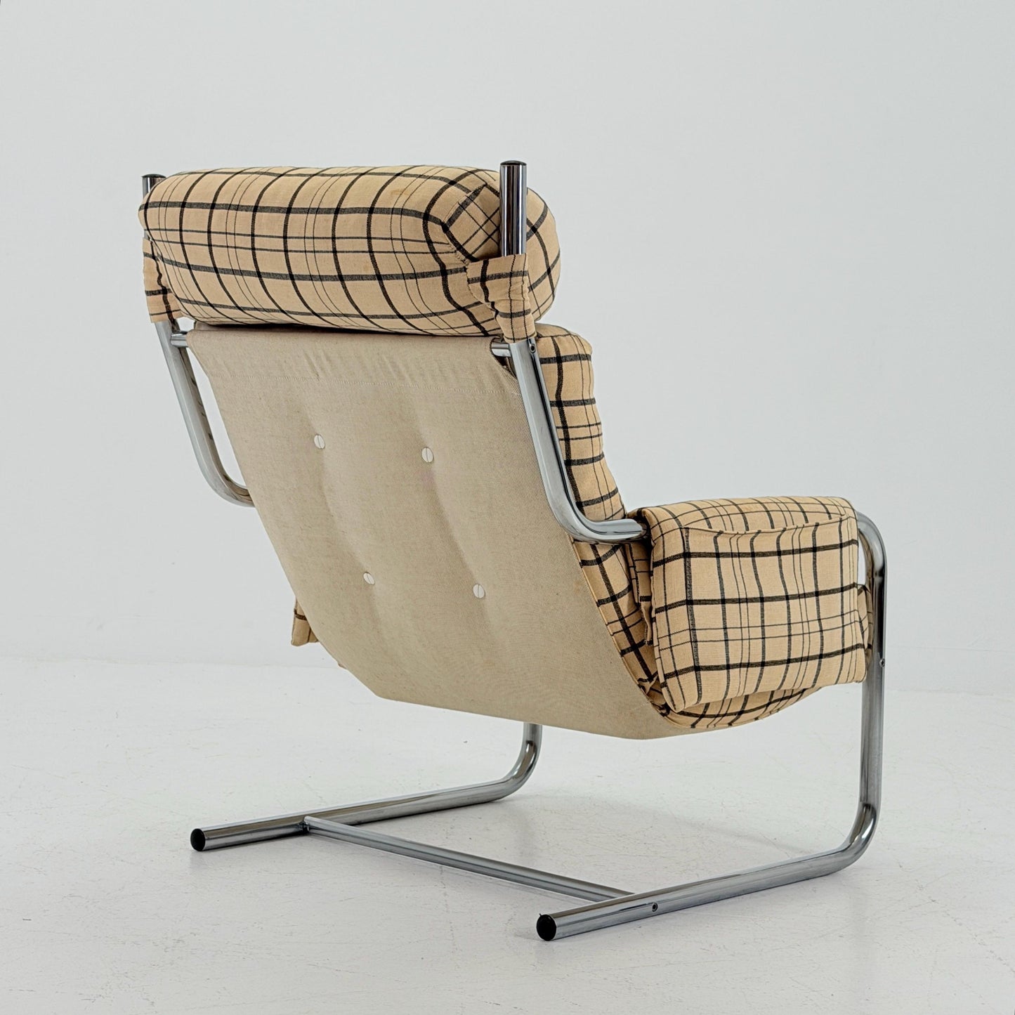 Mid century century Bauhaus tubular canvas armchair with pockets for Tomas Jelinek by IKEA 1980s