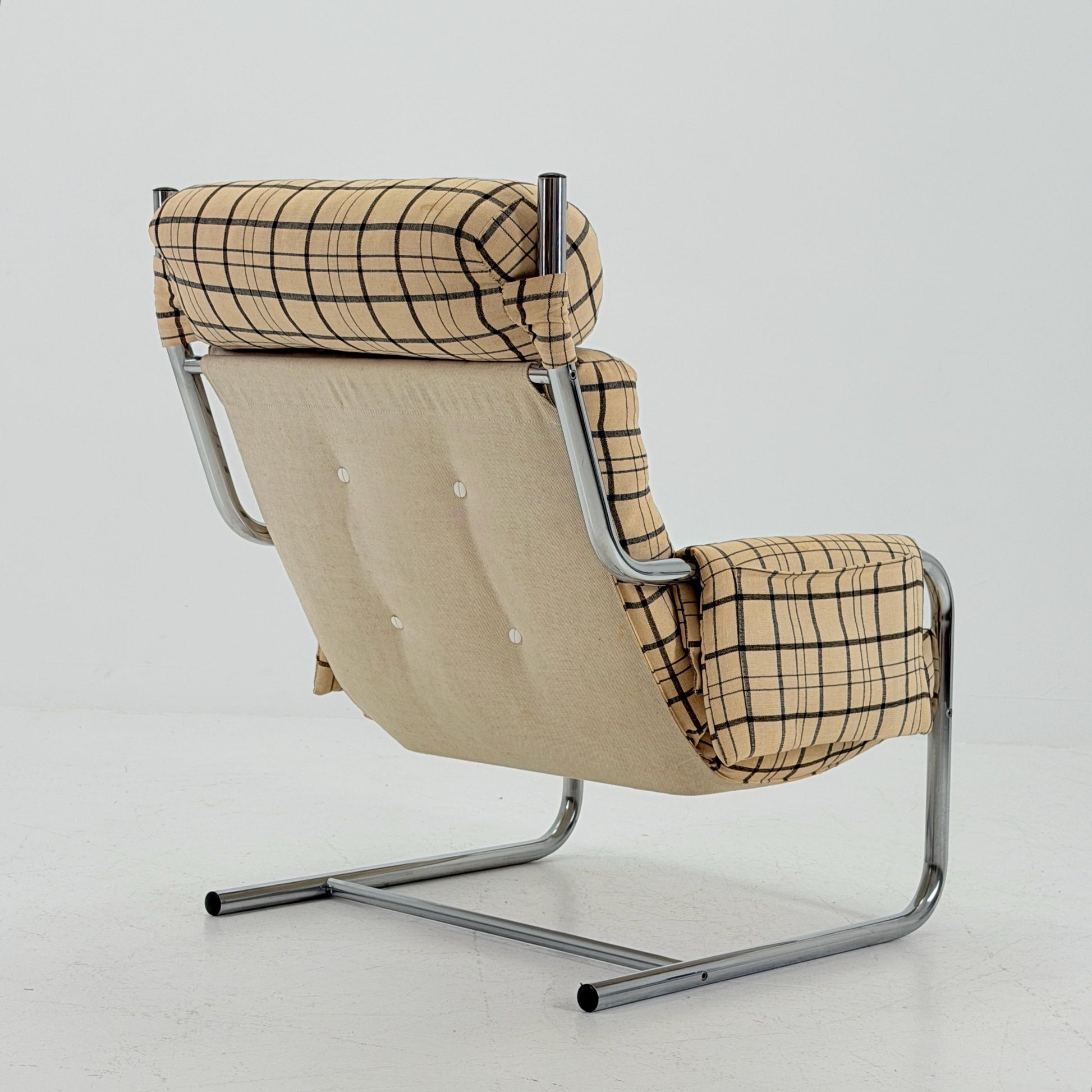 Mid century century Bauhaus tubular canvas armchair with pockets for Tomas Jelinek by IKEA 1980s