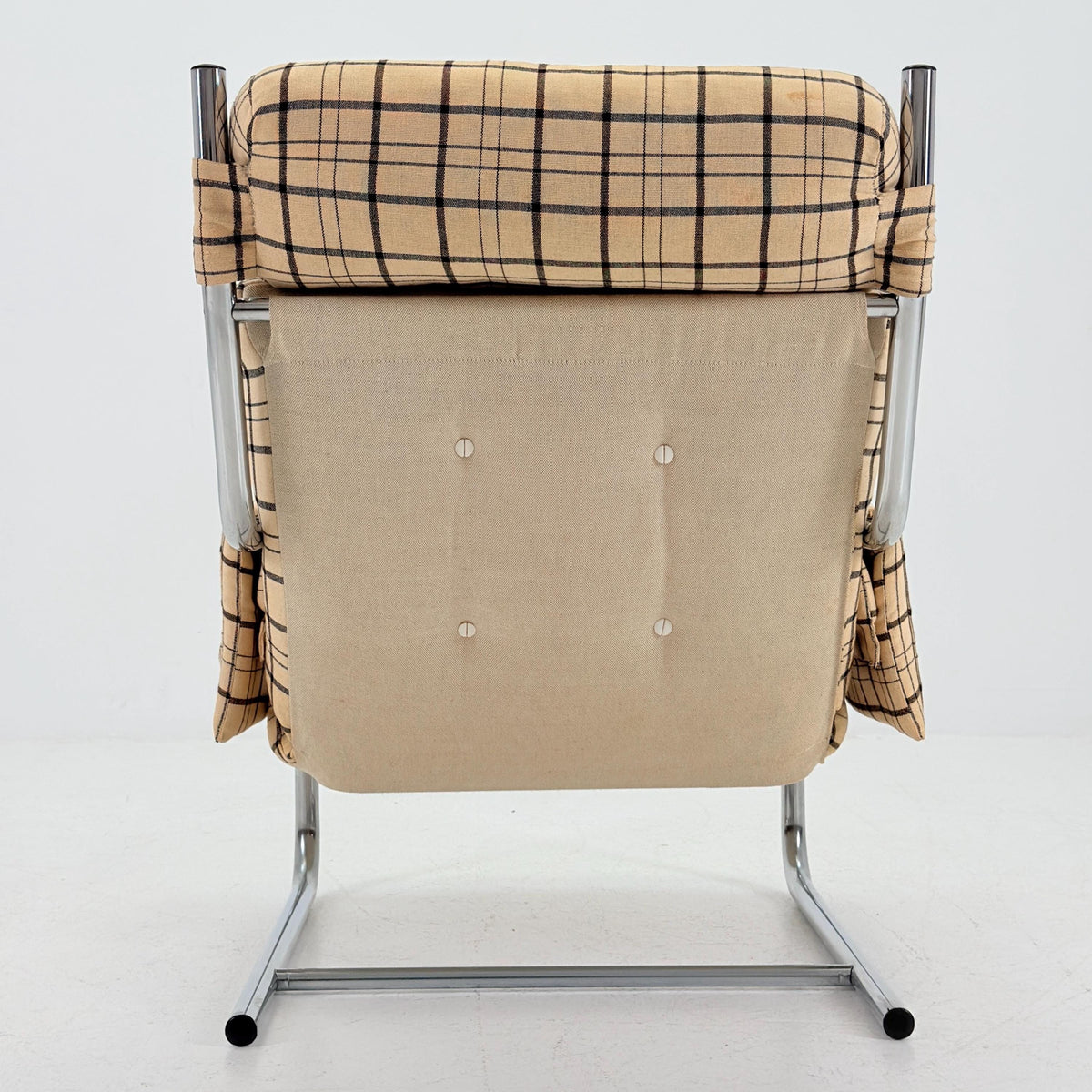 Mid century century Bauhaus tubular canvas armchair with pockets for Tomas Jelinek by IKEA 1980s