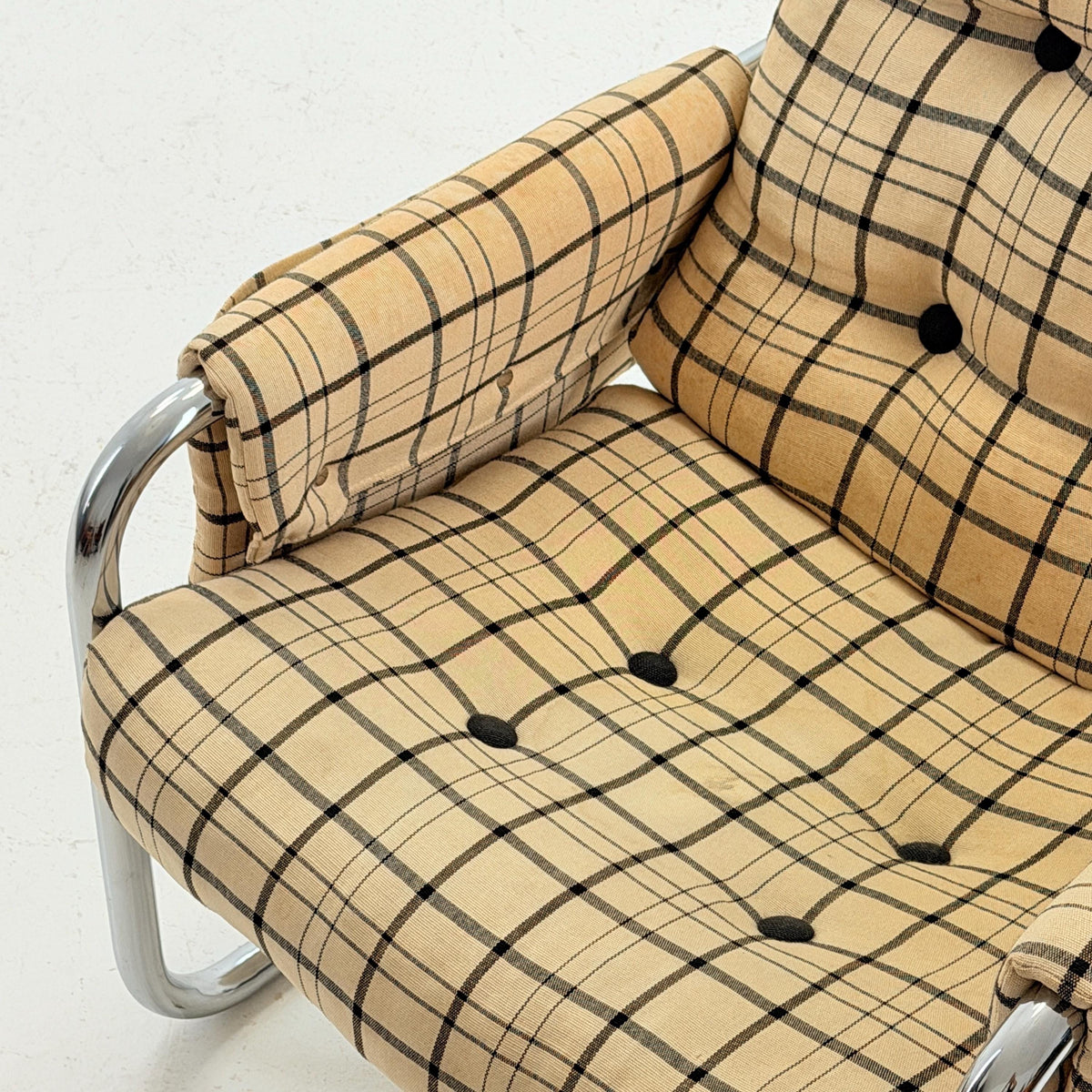 Mid century century Bauhaus tubular canvas armchair with pockets for Tomas Jelinek by IKEA 1980s