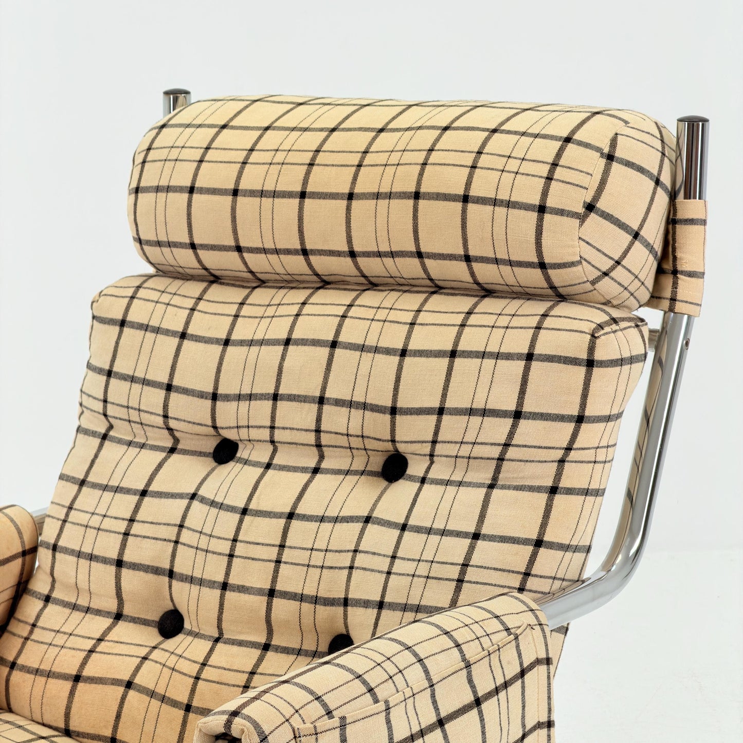 Mid century century Bauhaus tubular canvas armchair with pockets for Tomas Jelinek by IKEA 1980s