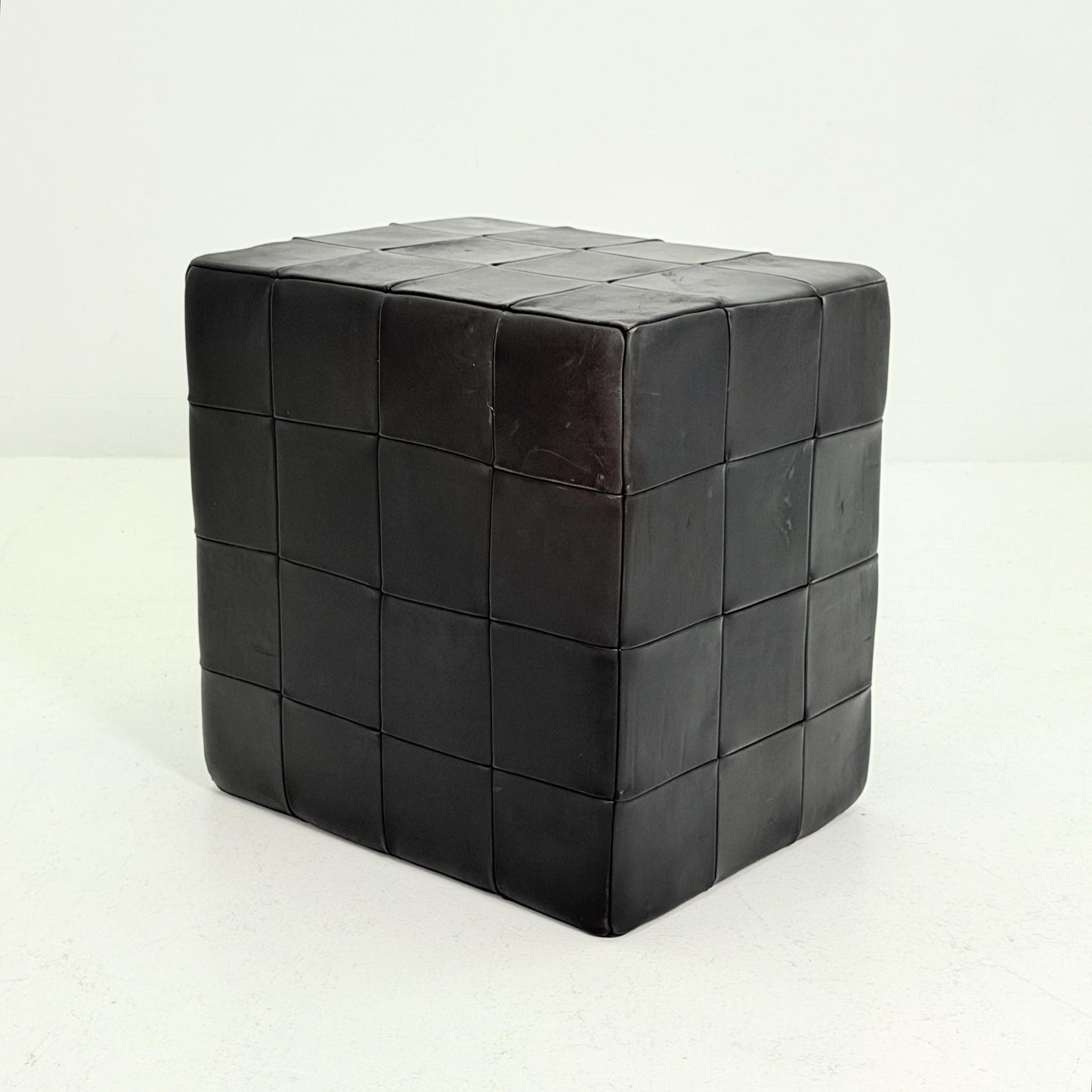 Mid century De Sede Patchwork Leather Pouf Ottoman, Switzerland 1970s