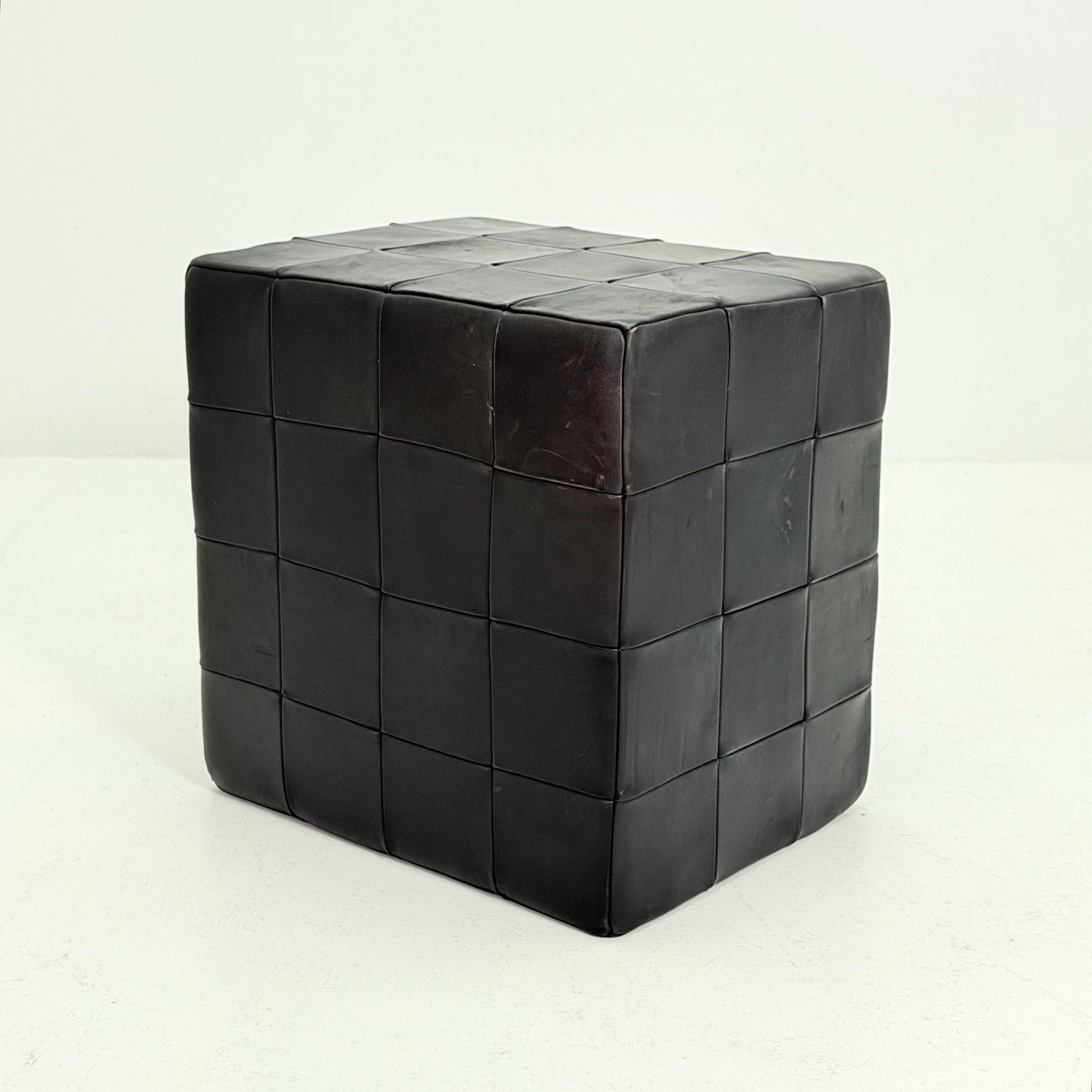 Mid century De Sede Patchwork Leather Pouf Ottoman, Switzerland 1970s