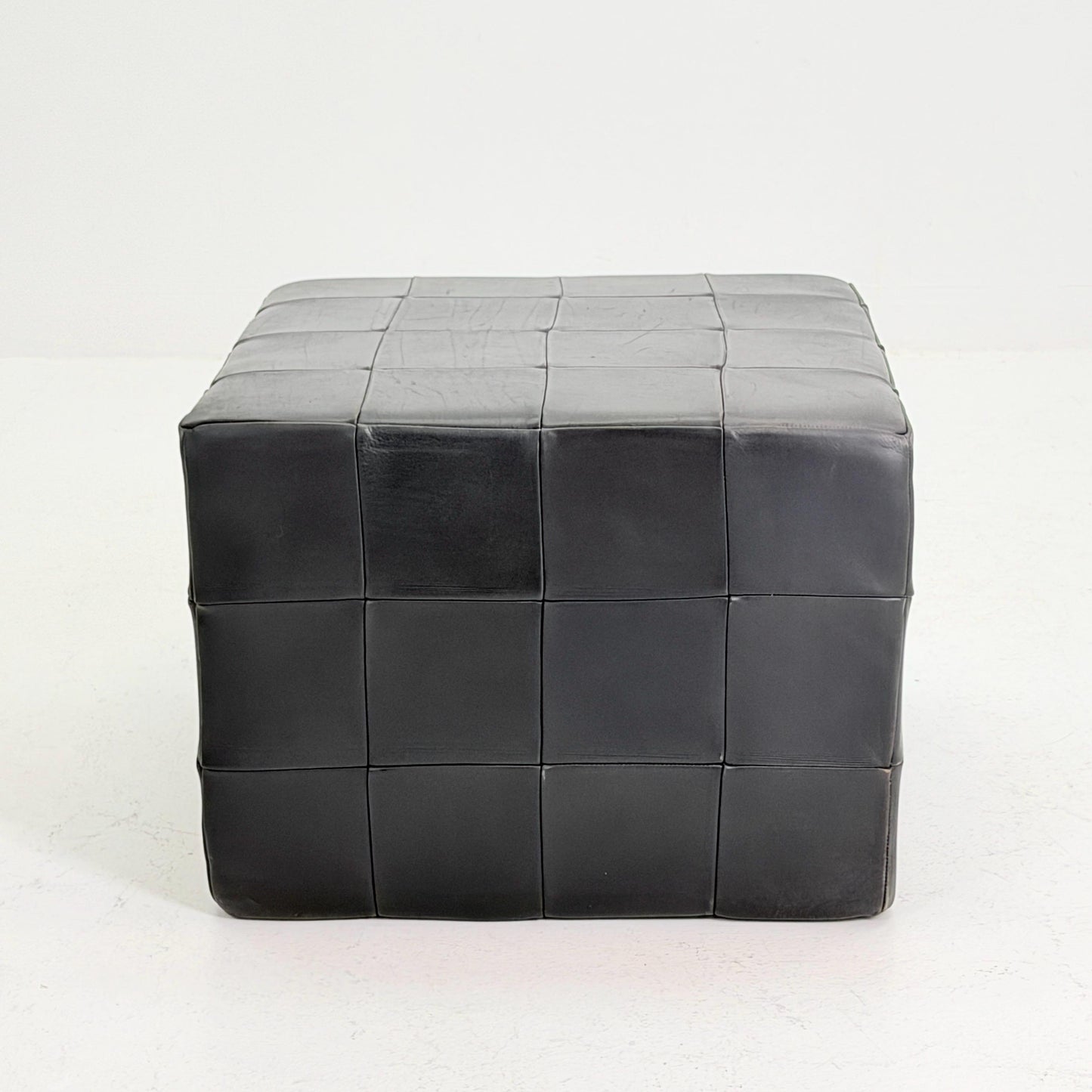 Mid century De Sede Patchwork Leather Pouf Ottoman, Switzerland 1970s