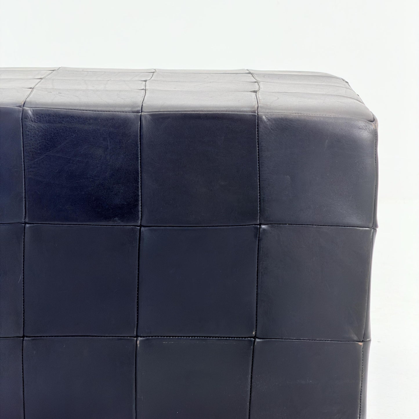 Mid century De Sede Patchwork Leather Pouf Ottoman, Switzerland 1970s