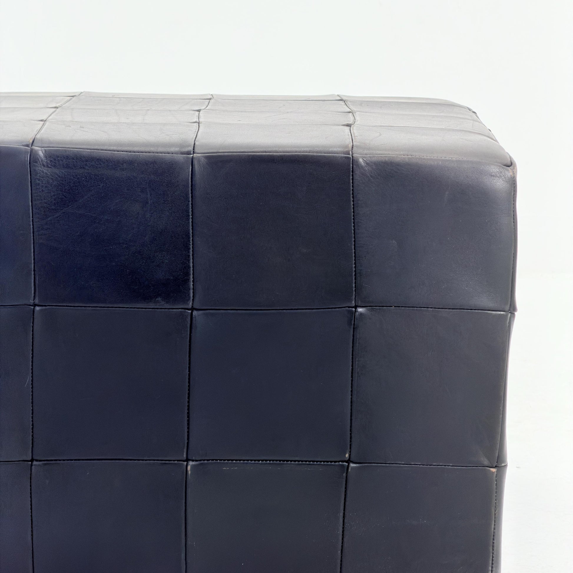 Mid century De Sede Patchwork Leather Pouf Ottoman, Switzerland 1970s