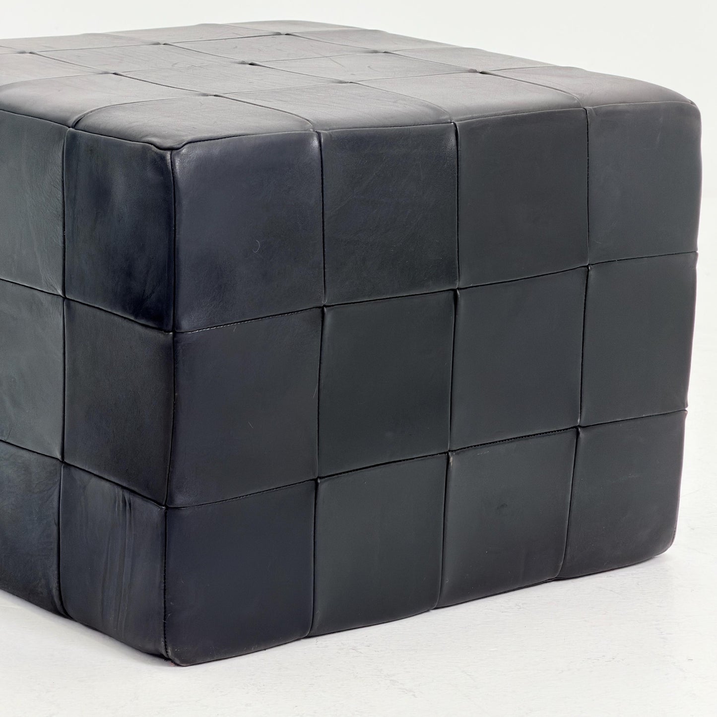 Mid century De Sede Patchwork Leather Pouf Ottoman, Switzerland 1970s