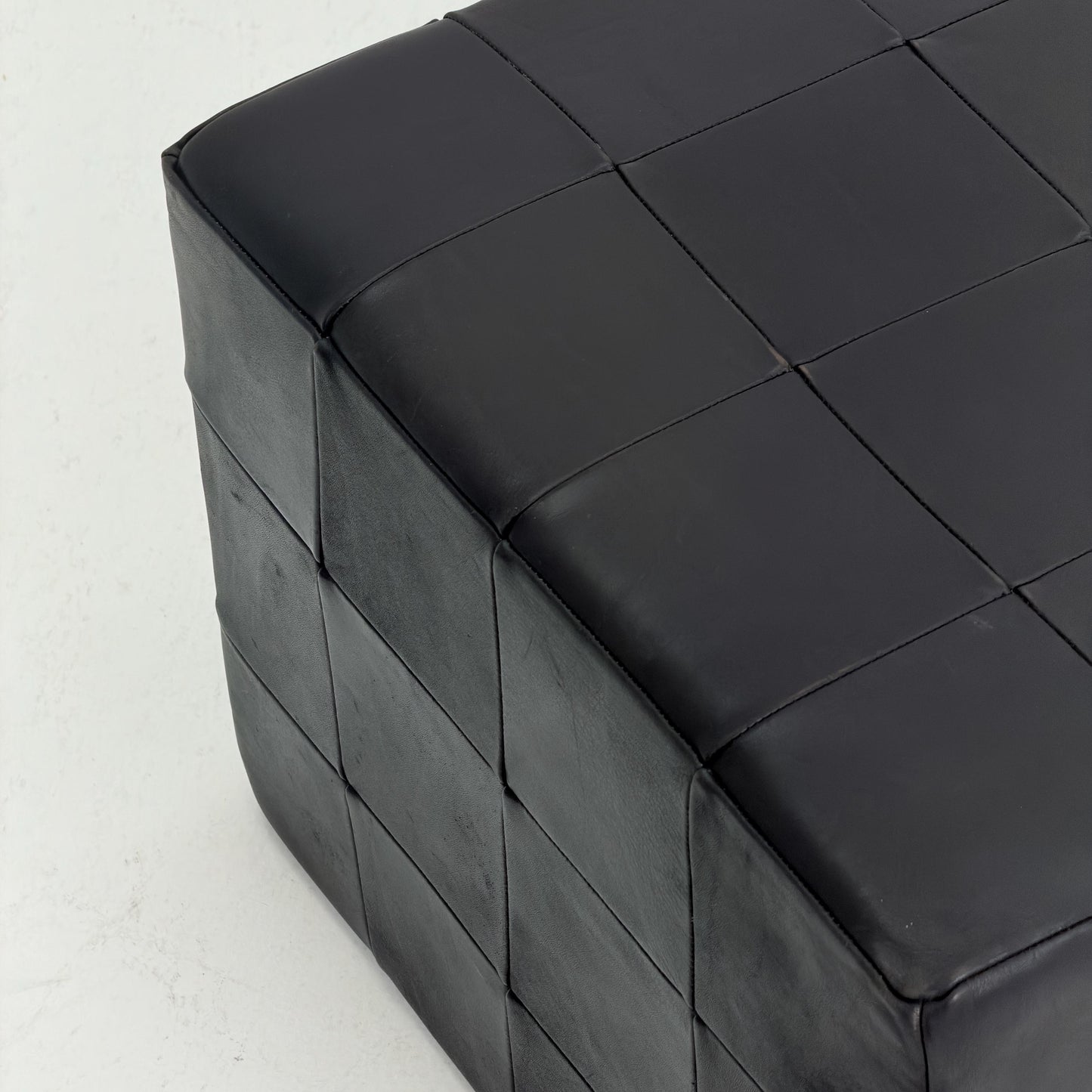 Mid century De Sede Patchwork Leather Pouf Ottoman, Switzerland 1970s