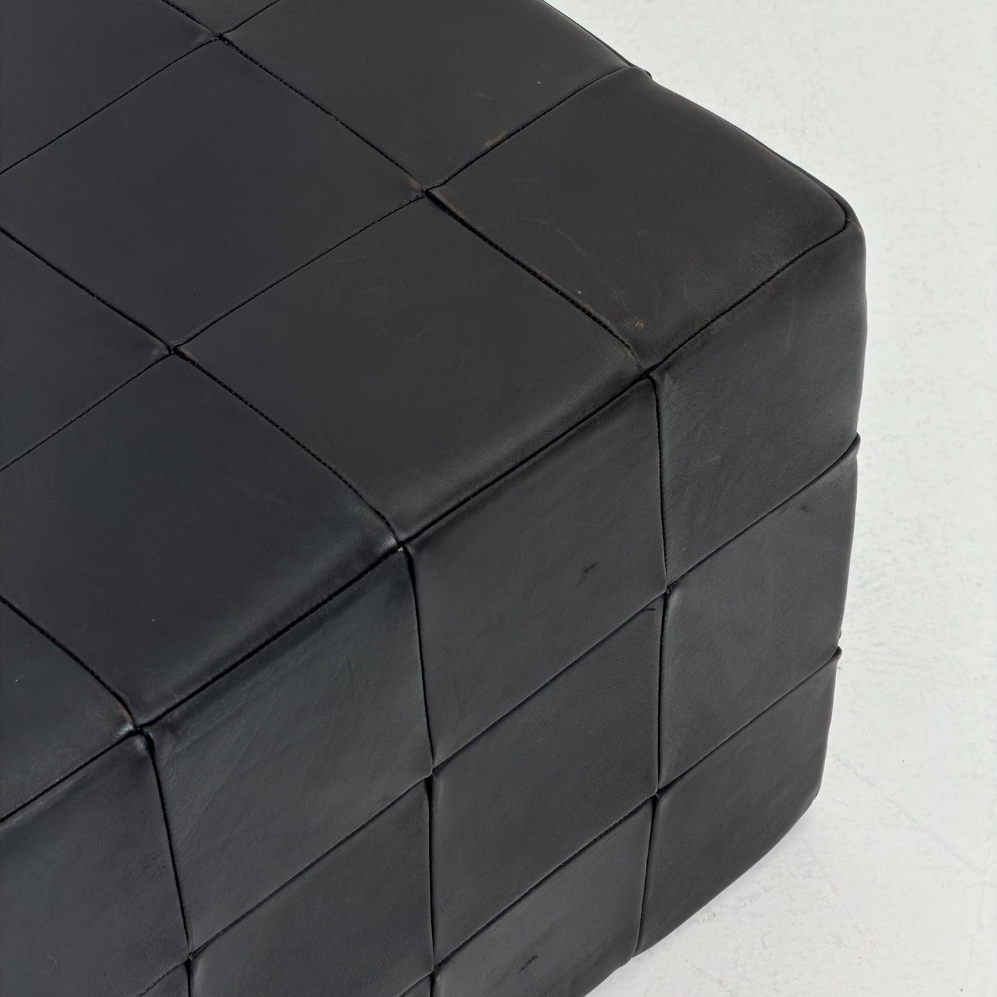 Mid century De Sede Patchwork Leather Pouf Ottoman, Switzerland 1970s