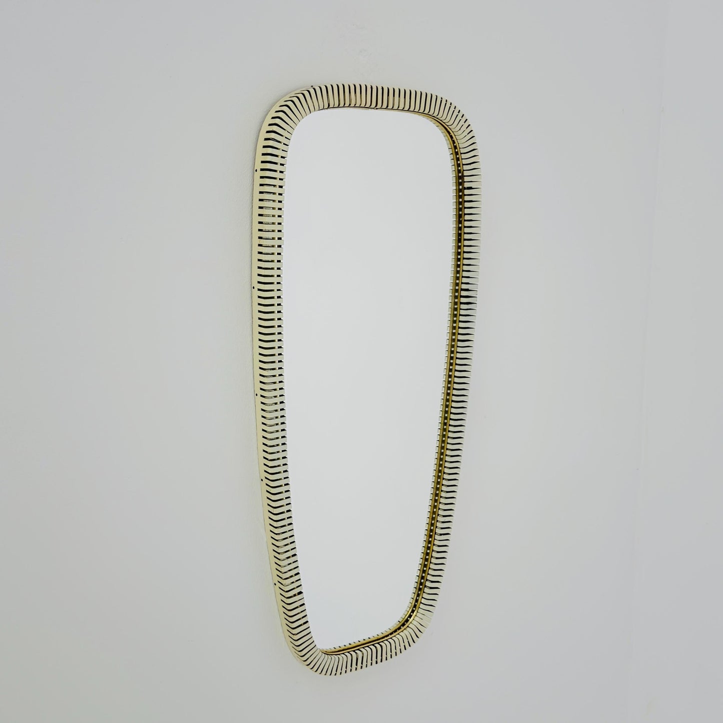 mid-century brass wall mirror with braided hanging strap from West Spiegel, Germany, 1960s