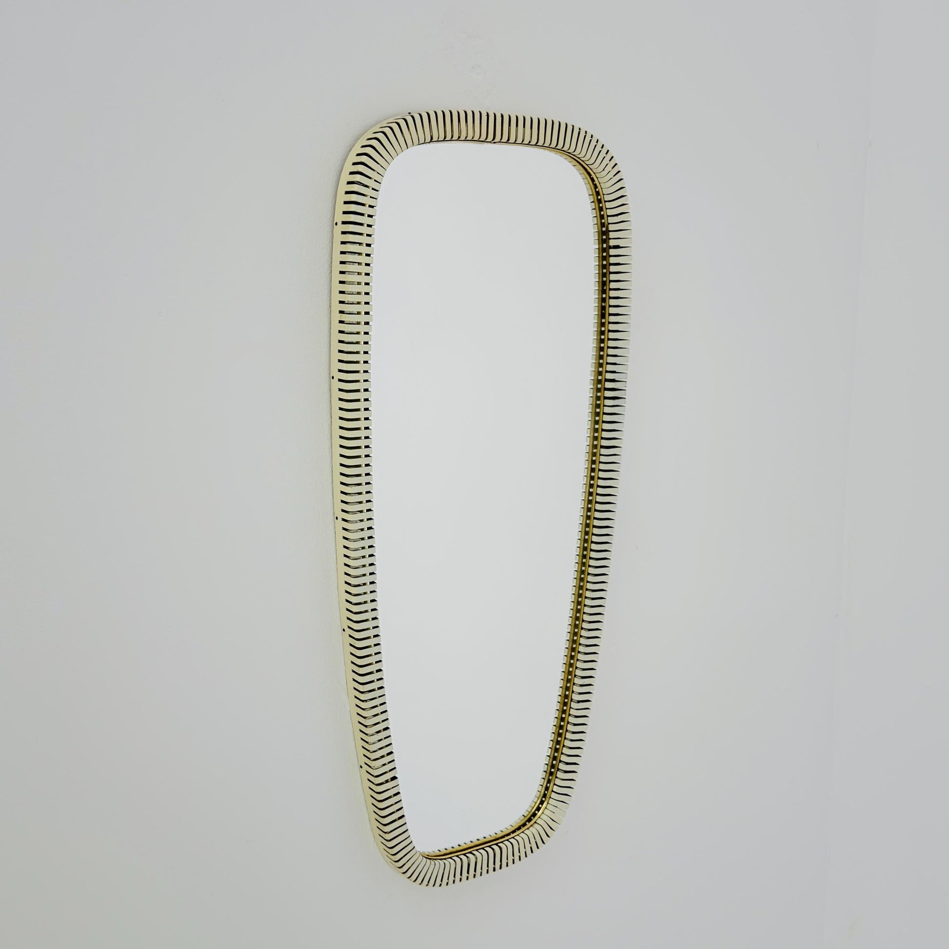 mid-century brass wall mirror with braided hanging strap from West Spiegel, Germany, 1960s