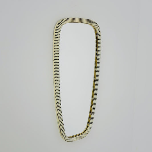 mid-century brass wall mirror with braided hanging strap from West Spiegel, Germany, 1960s