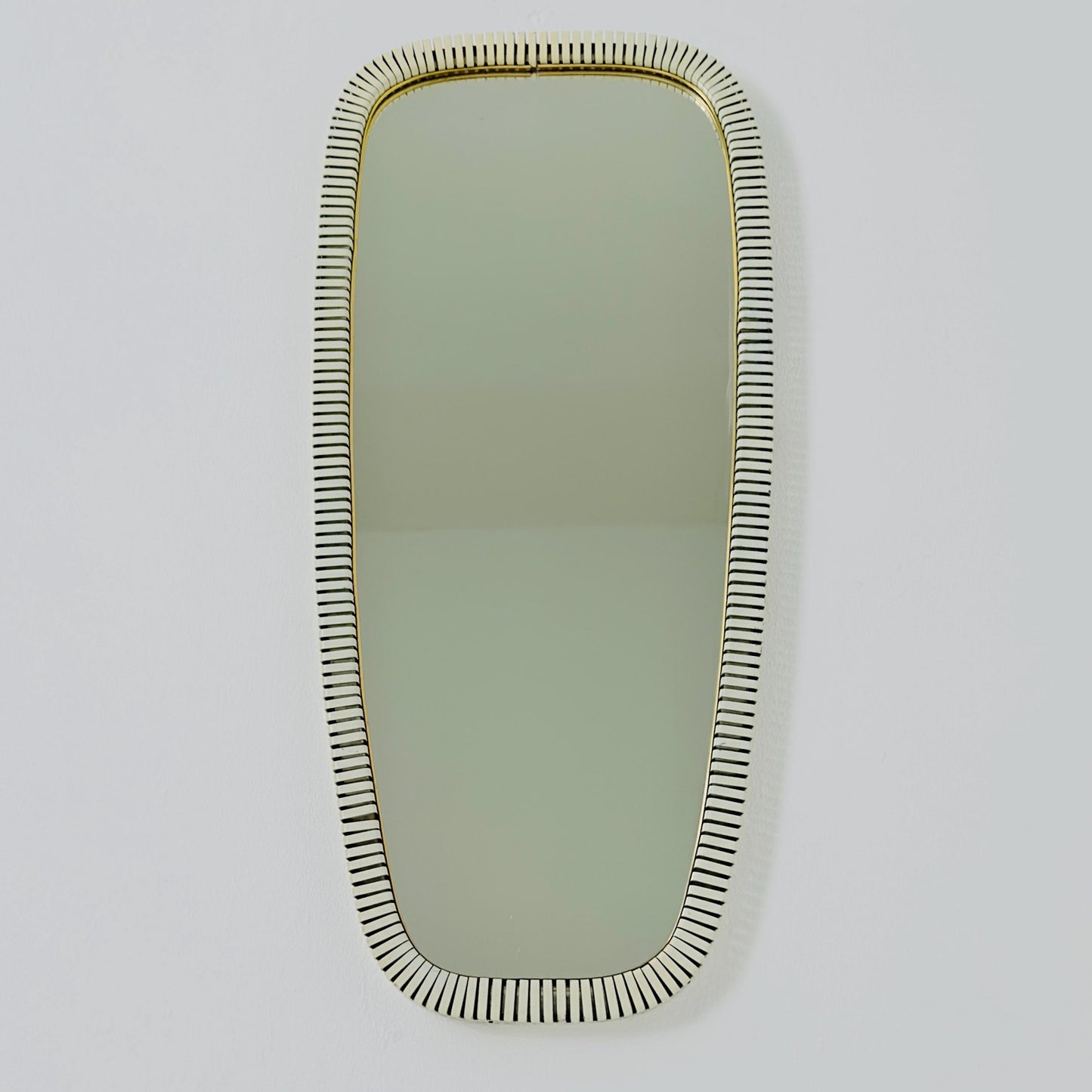 mid-century brass wall mirror with braided hanging strap from West Spiegel, Germany, 1960s