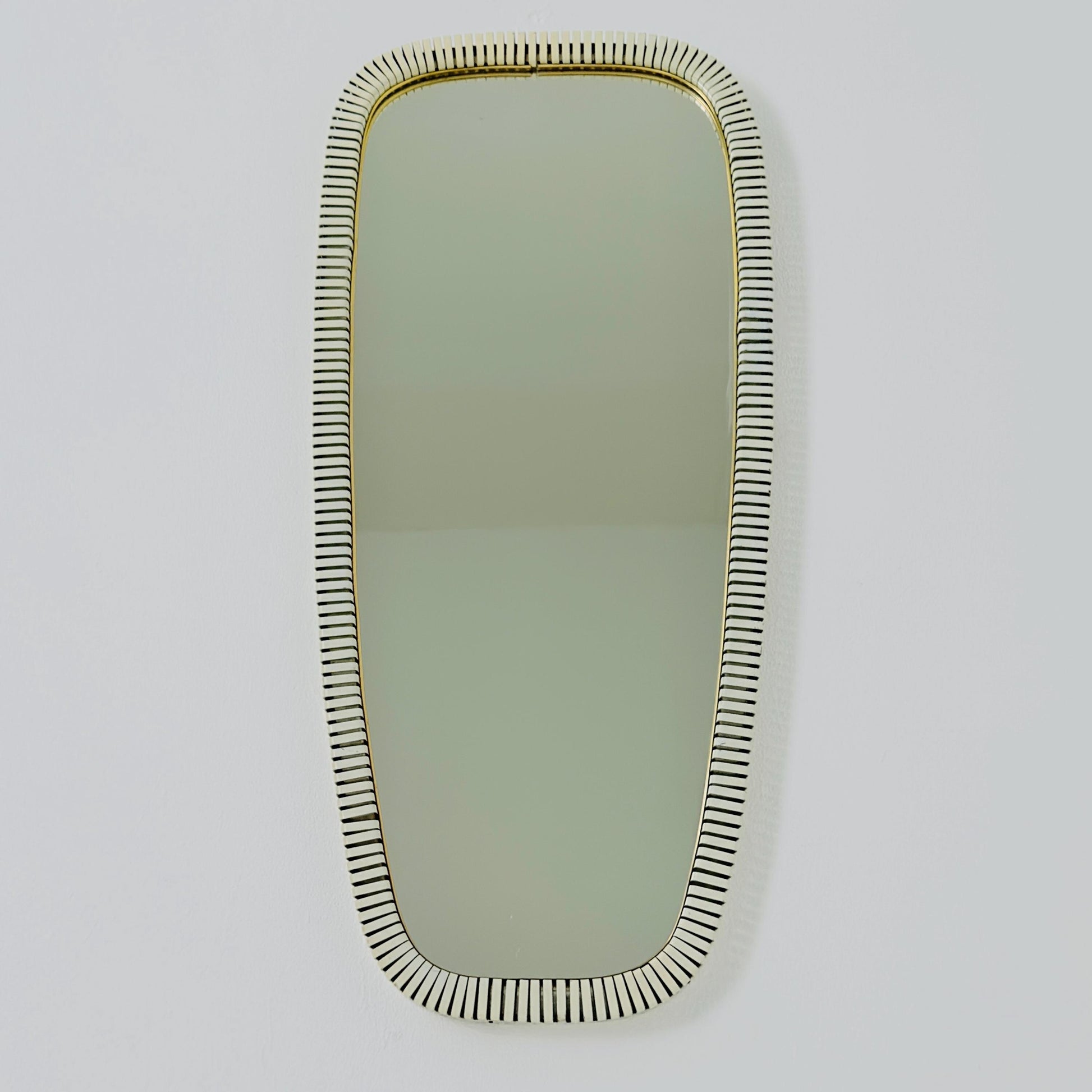 mid-century brass wall mirror with braided hanging strap from West Spiegel, Germany, 1960s