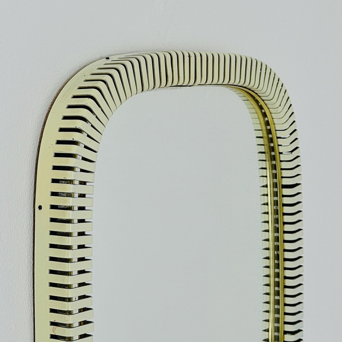 mid-century brass wall mirror with braided hanging strap from West Spiegel, Germany, 1960s