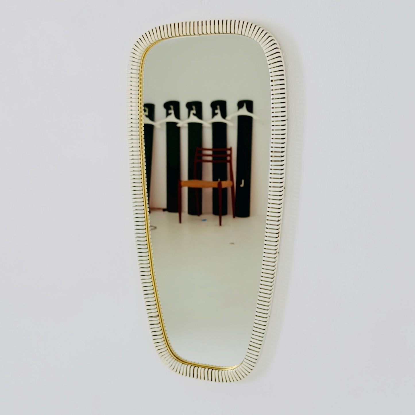 mid-century brass wall mirror with braided hanging strap from West Spiegel, Germany, 1960s