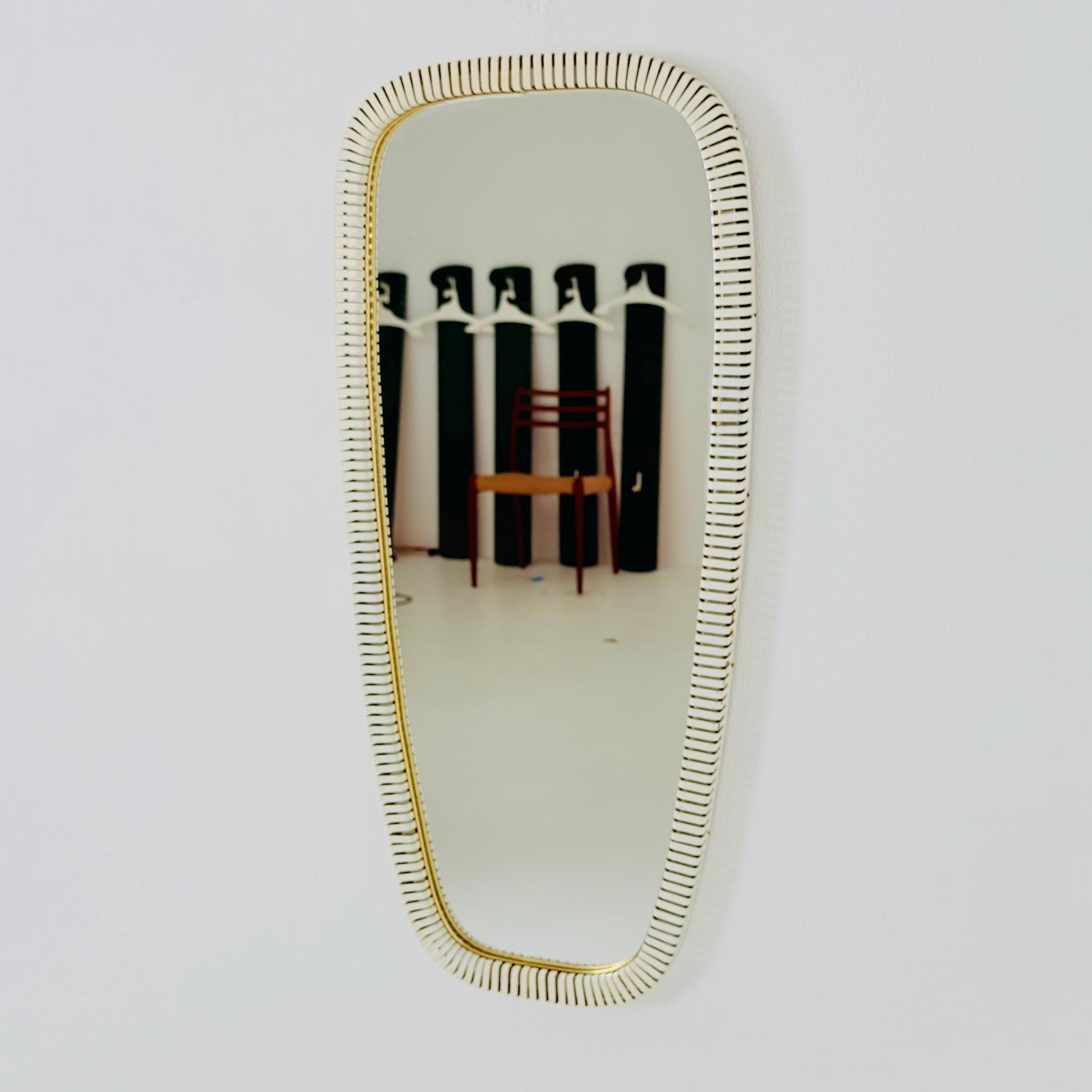 mid-century brass wall mirror with braided hanging strap from West Spiegel, Germany, 1960s