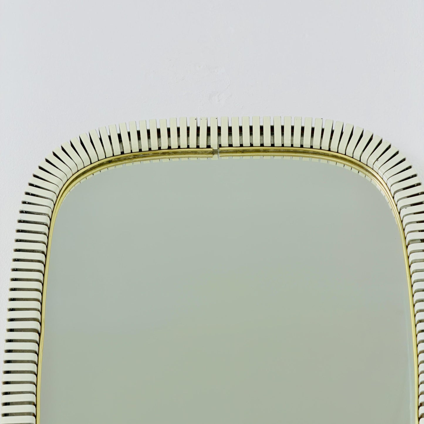 mid-century brass wall mirror with braided hanging strap from West Spiegel, Germany, 1960s