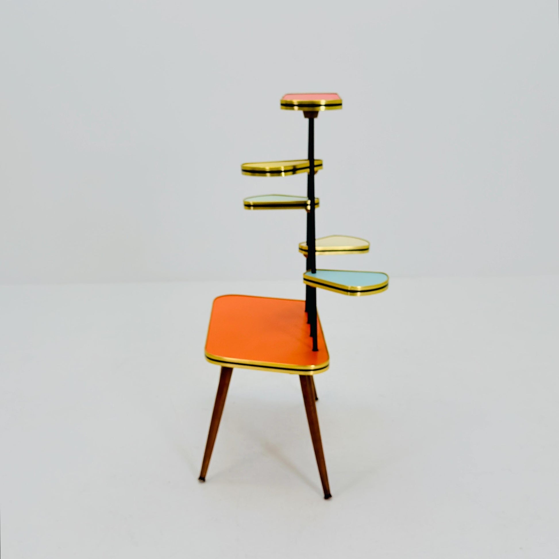 Mid Century Modern Plant Stand Germany 1960s | Colorful Vintage Flower Table | Minimalist Indoor Plant Holder | Retro Side Table