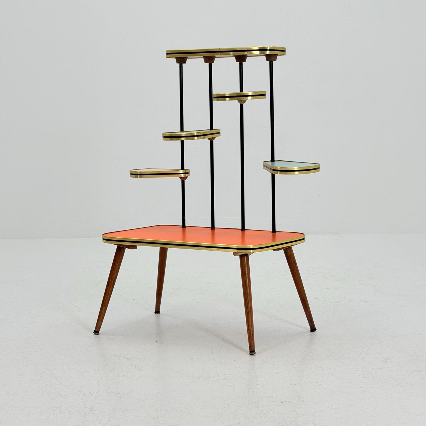 Mid Century Modern Plant Stand Germany 1960s | Colorful Vintage Flower Table | Minimalist Indoor Plant Holder | Retro Side Table