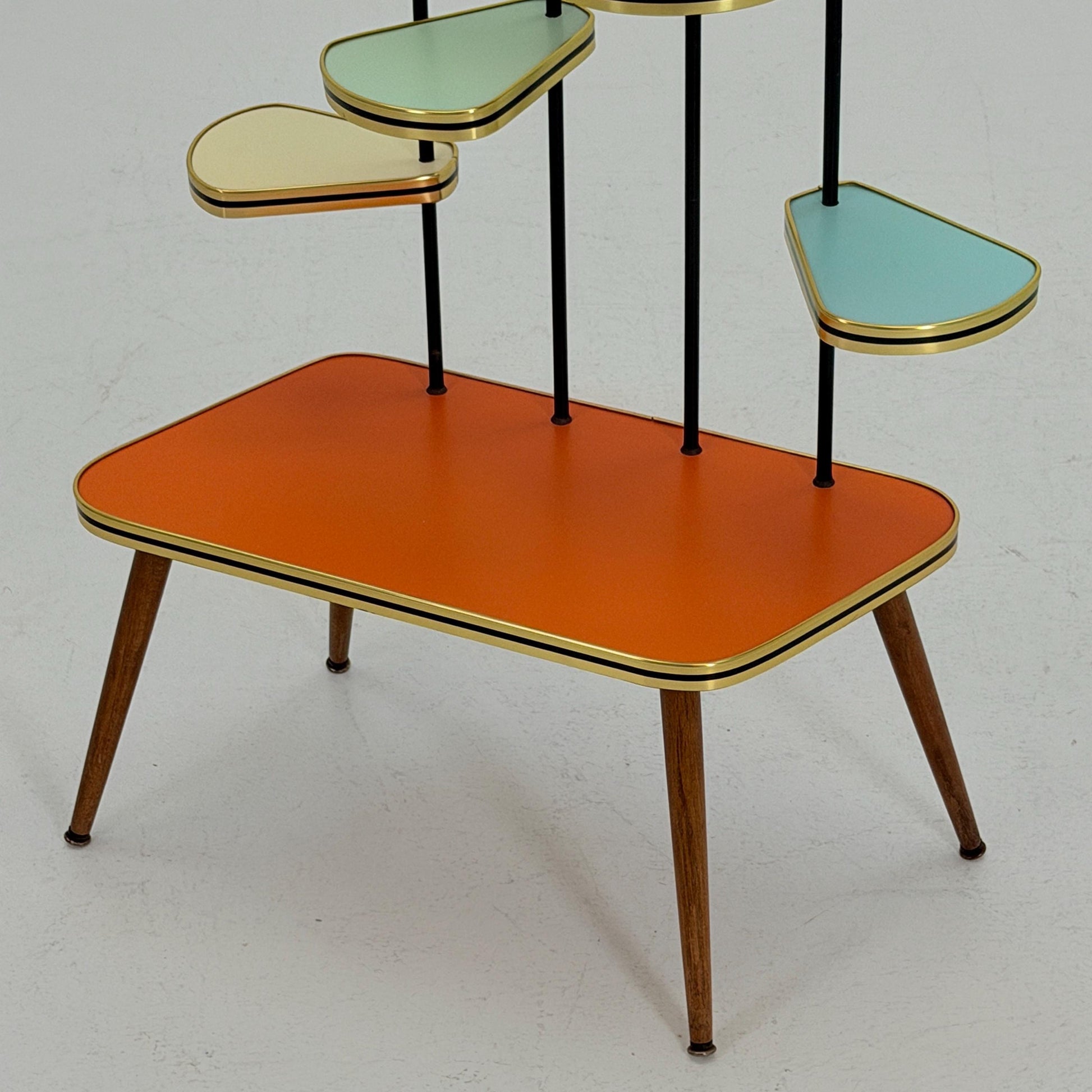 Mid Century Modern Plant Stand Germany 1960s | Colorful Vintage Flower Table | Minimalist Indoor Plant Holder | Retro Side Table