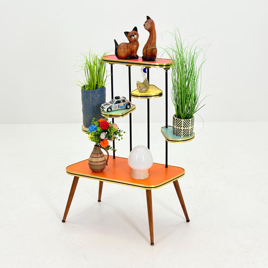 Mid Century Modern Plant Stand Germany 1960s | Colorful Vintage Flower Table | Minimalist Indoor Plant Holder | Retro Side Table