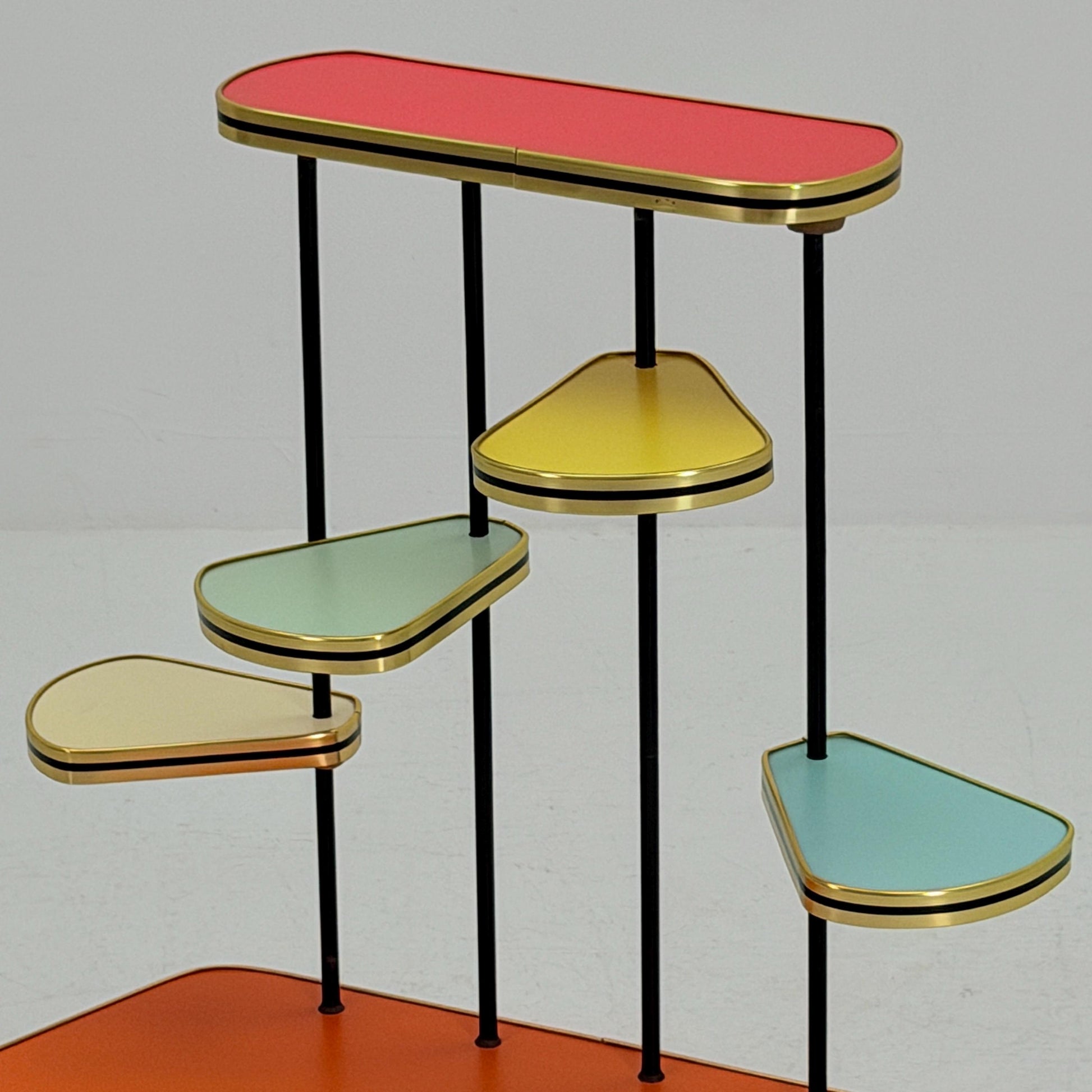 Mid Century Modern Plant Stand Germany 1960s | Colorful Vintage Flower Table | Minimalist Indoor Plant Holder | Retro Side Table