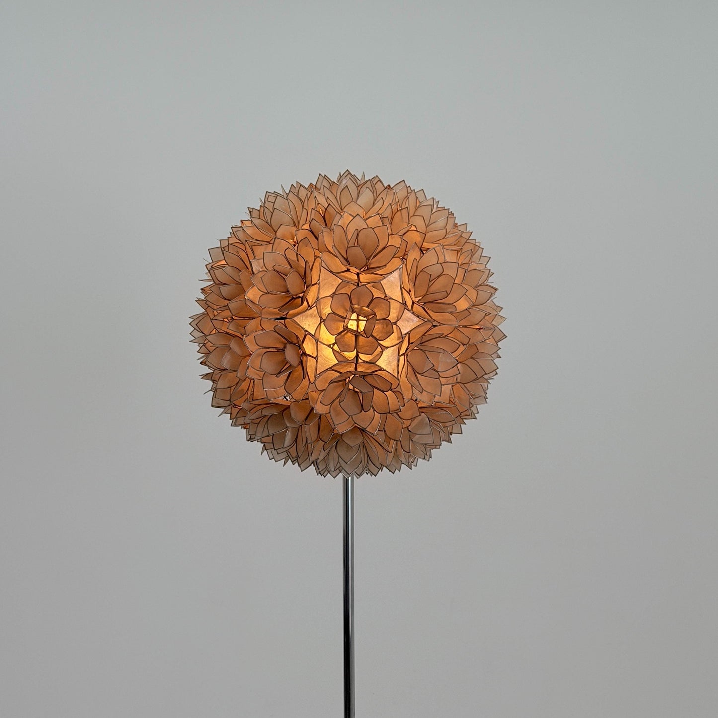 Rare Mid century Lotus Flower Mother of Pearl Floor Lamp by Rausch Germany 1970s