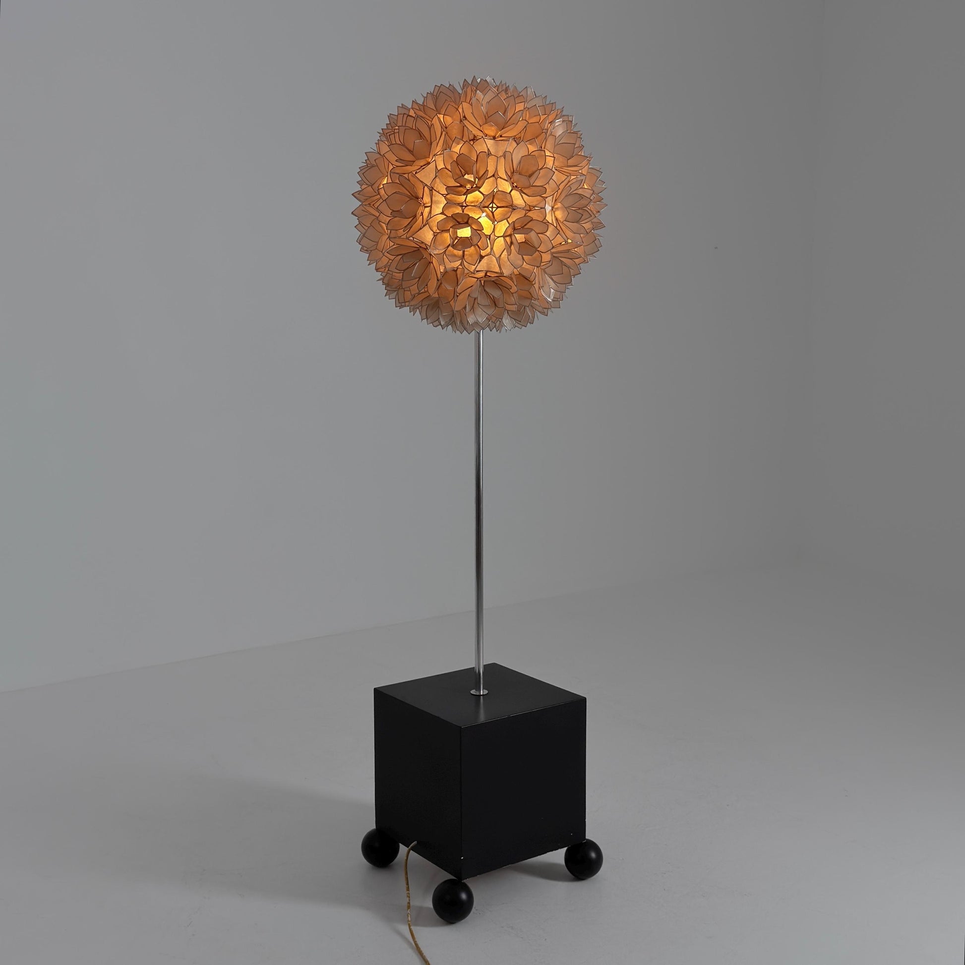 Rare Mid century Lotus Flower Mother of Pearl Floor Lamp by Rausch Germany 1970s