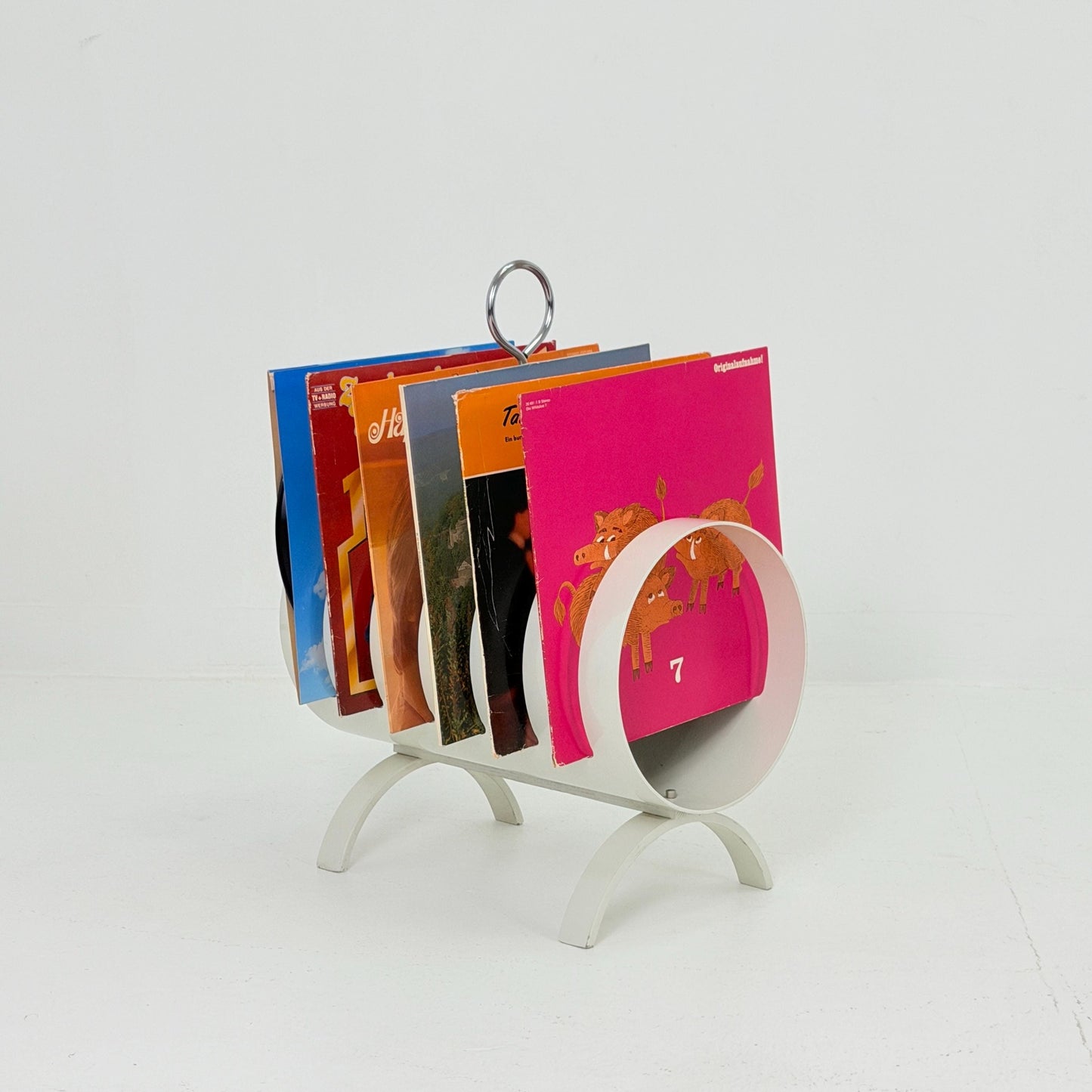 Mid Century Space Age Magazine & Vinyl Record Rack by Opal Kleinmöbel, Germany 1970s