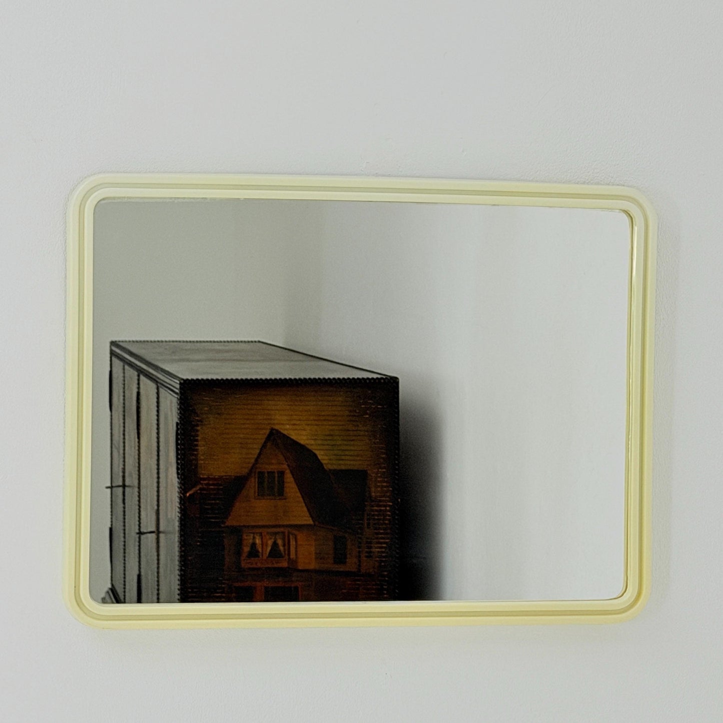 Mid century large Space age beige /white plastic wall mirror 1970s Germany