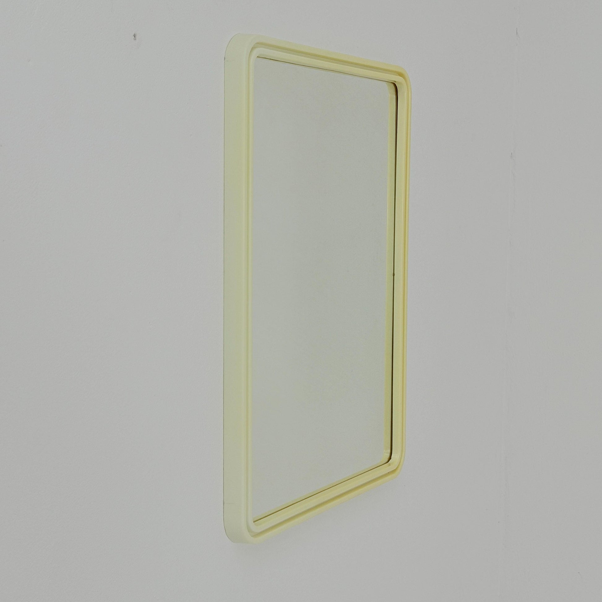 Mid century large Space age beige /white plastic wall mirror 1970s Germany