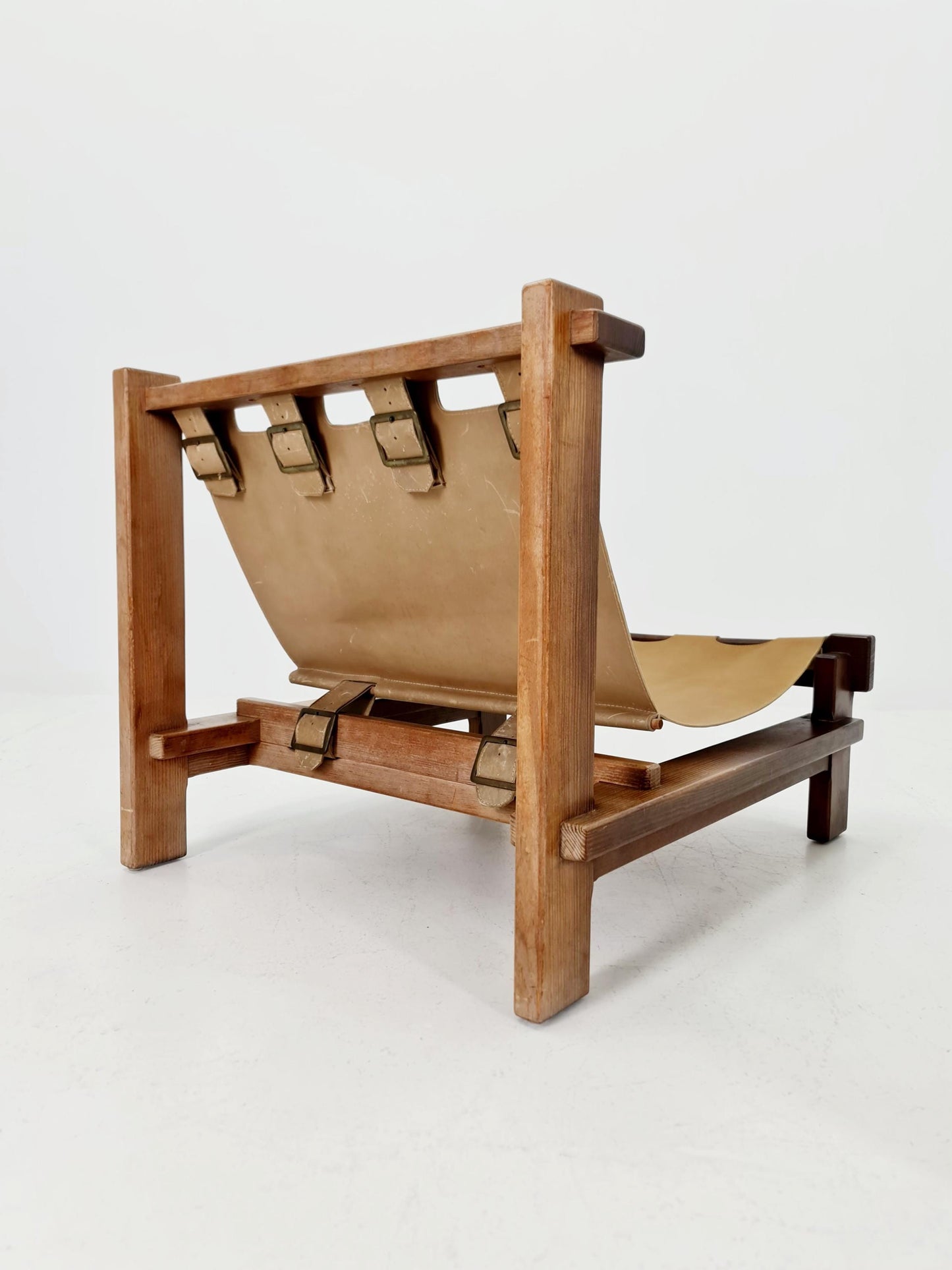 mid century lounge chair with ottoman in leather and wood By Carl Straub Germany , 1960s