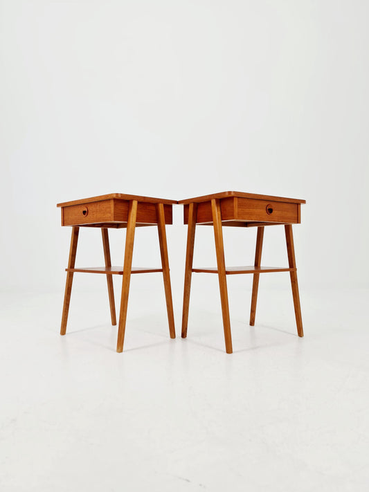 Mid century Danish teak side tables/ Bedside tables/ Nightstands, Denmark, 1960s, set of 2