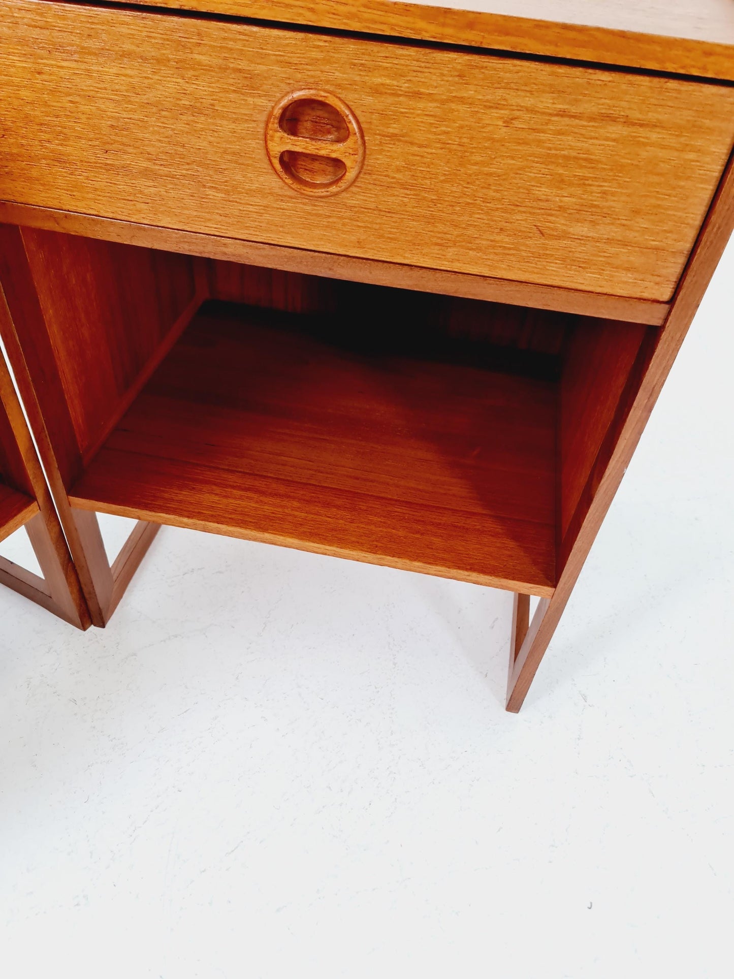 Pair of Midcentury by Arne Wahl Iversen teak vintage side table/ Bedside table/ Night stand, 1960s