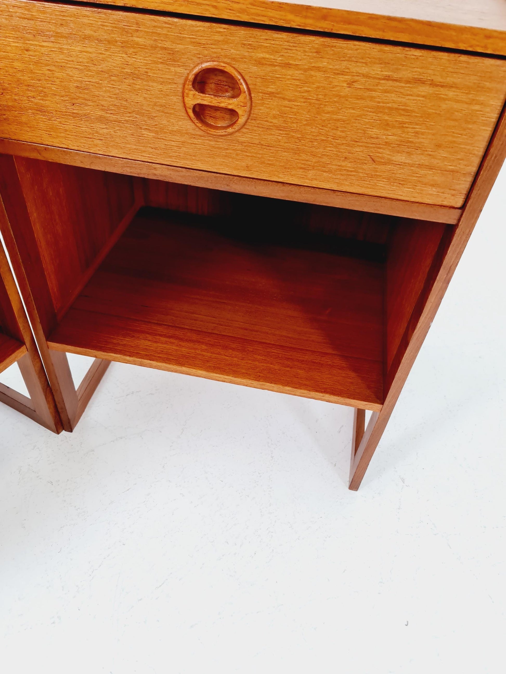 Pair of Midcentury by Arne Wahl Iversen teak vintage side table/ Bedside table/ Night stand, 1960s