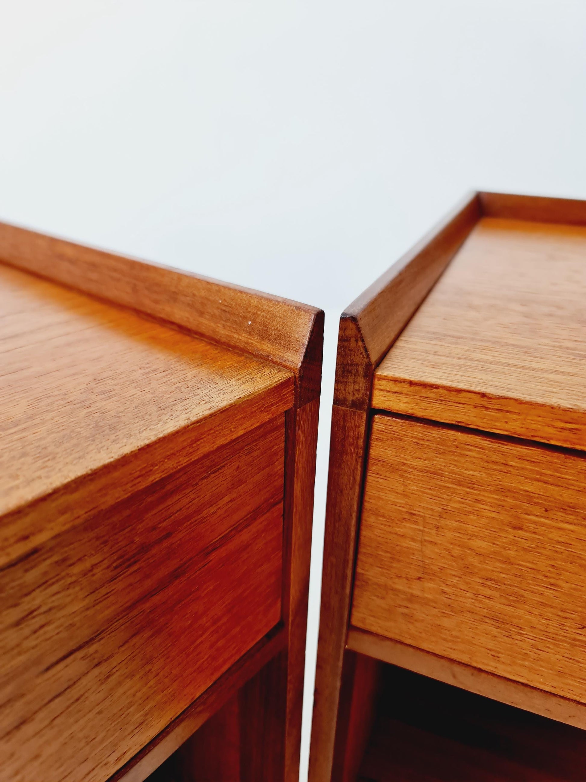Pair of Midcentury by Arne Wahl Iversen teak vintage side table/ Bedside table/ Night stand, 1960s
