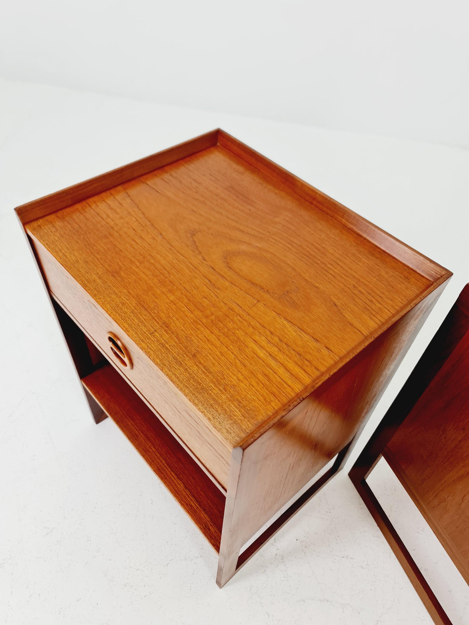Pair of Midcentury by Arne Wahl Iversen teak vintage side table/ Bedside table/ Night stand, 1960s