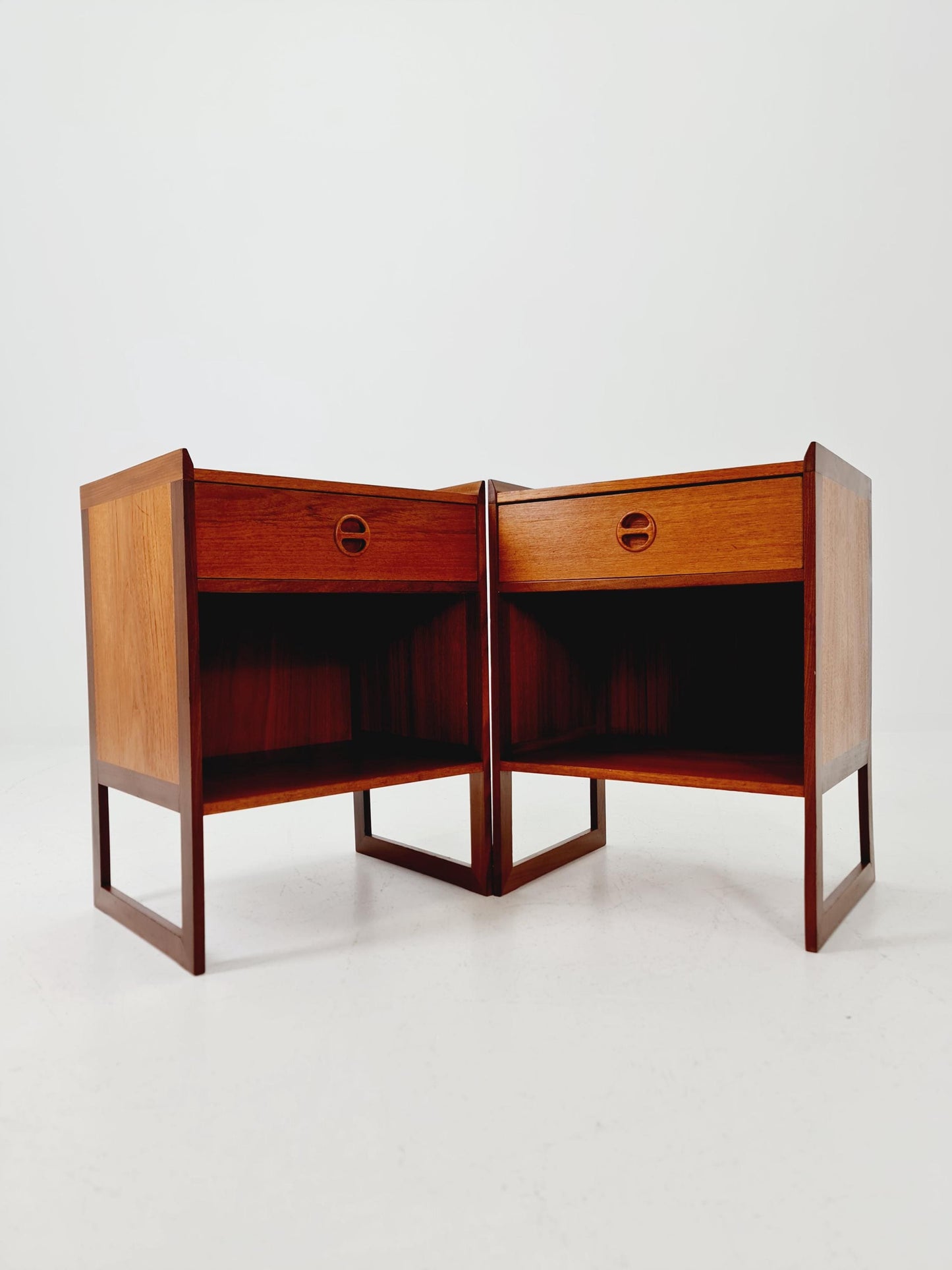 Pair of Midcentury by Arne Wahl Iversen teak vintage side table/ Bedside table/ Night stand, 1960s