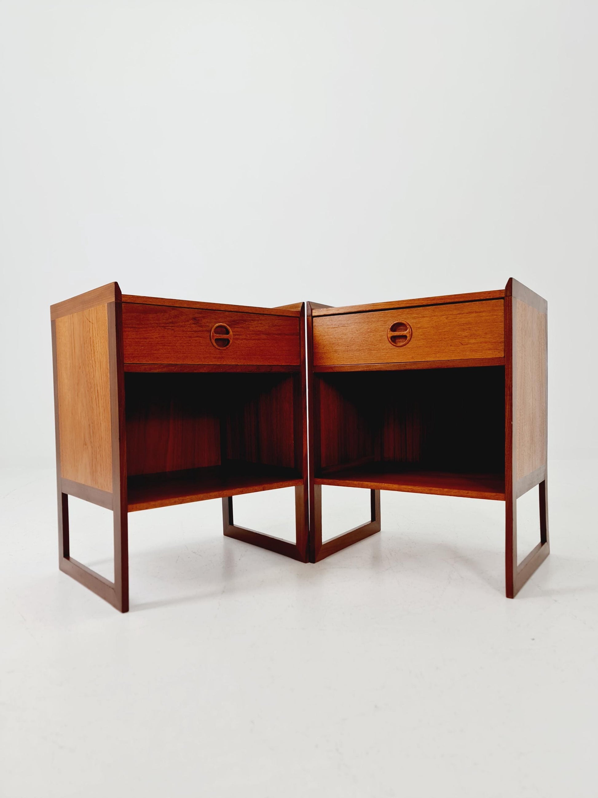 Pair of Midcentury by Arne Wahl Iversen teak vintage side table/ Bedside table/ Night stand, 1960s